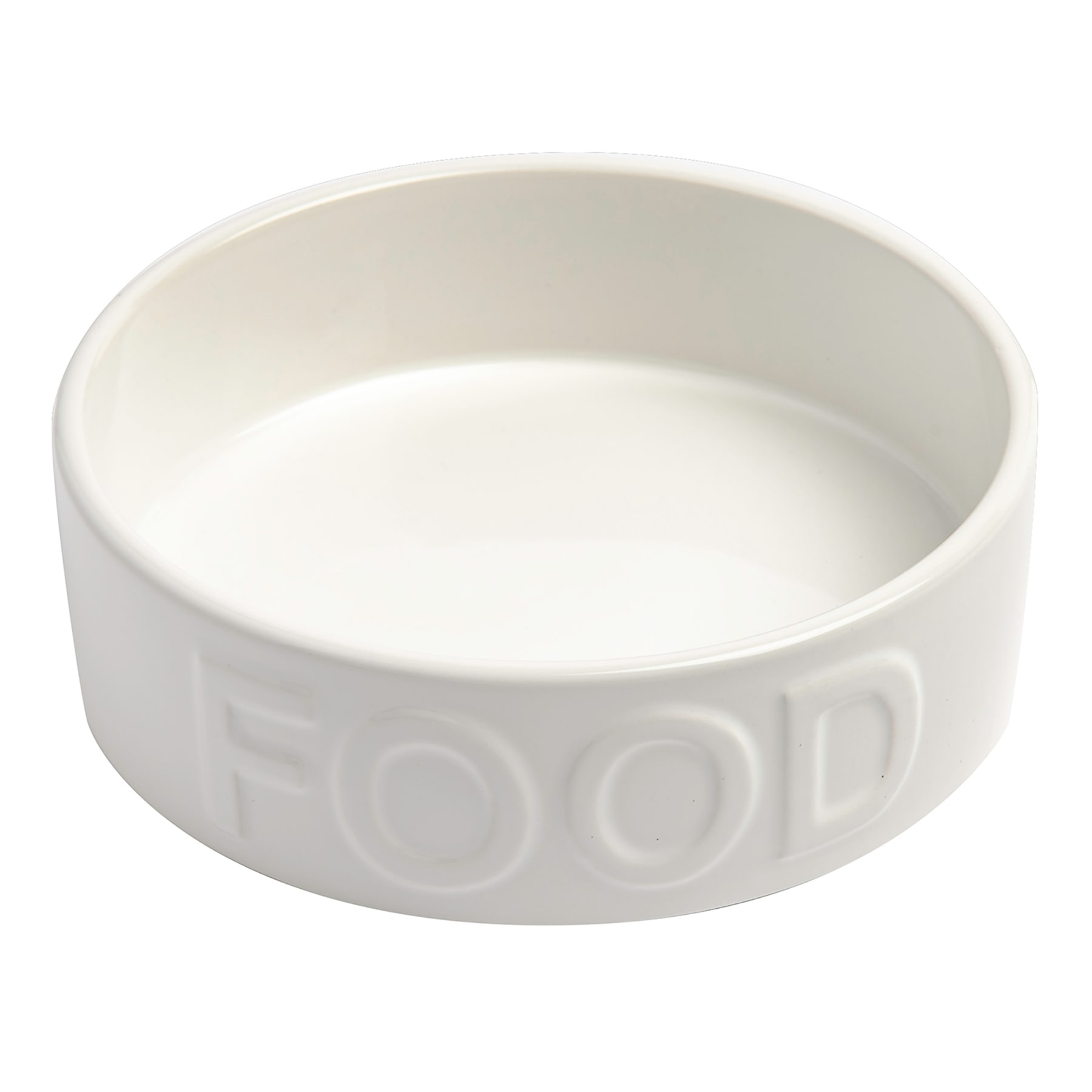 Classic White Ceramic 8-Cup Pet Food Bowl, Large