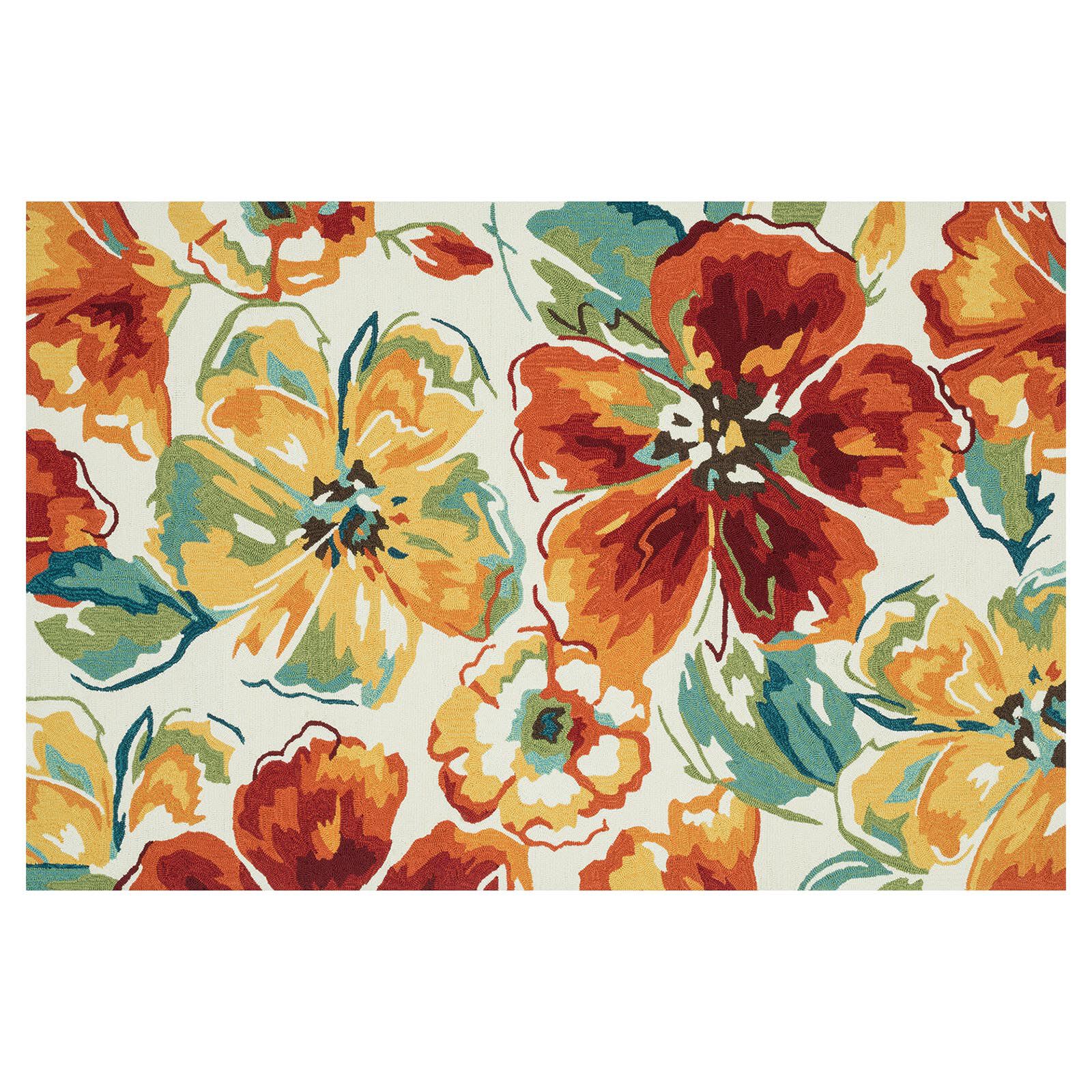 (A138) Summerton Ivory & Red Multicolor Hooked Area Rug, 8x10