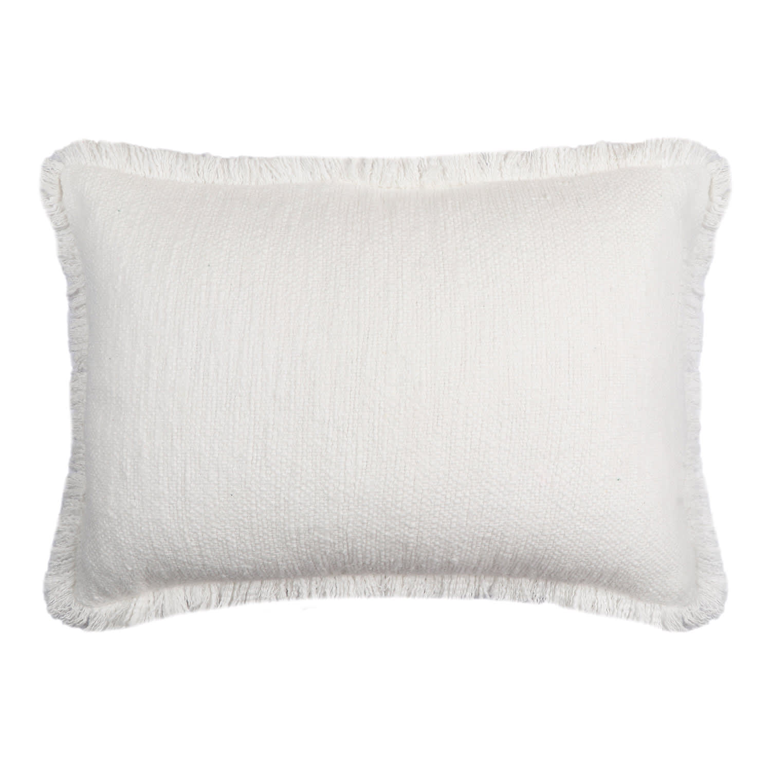 Found & Fable Solid White Woven Throw Pillow with Fringe, 14x20