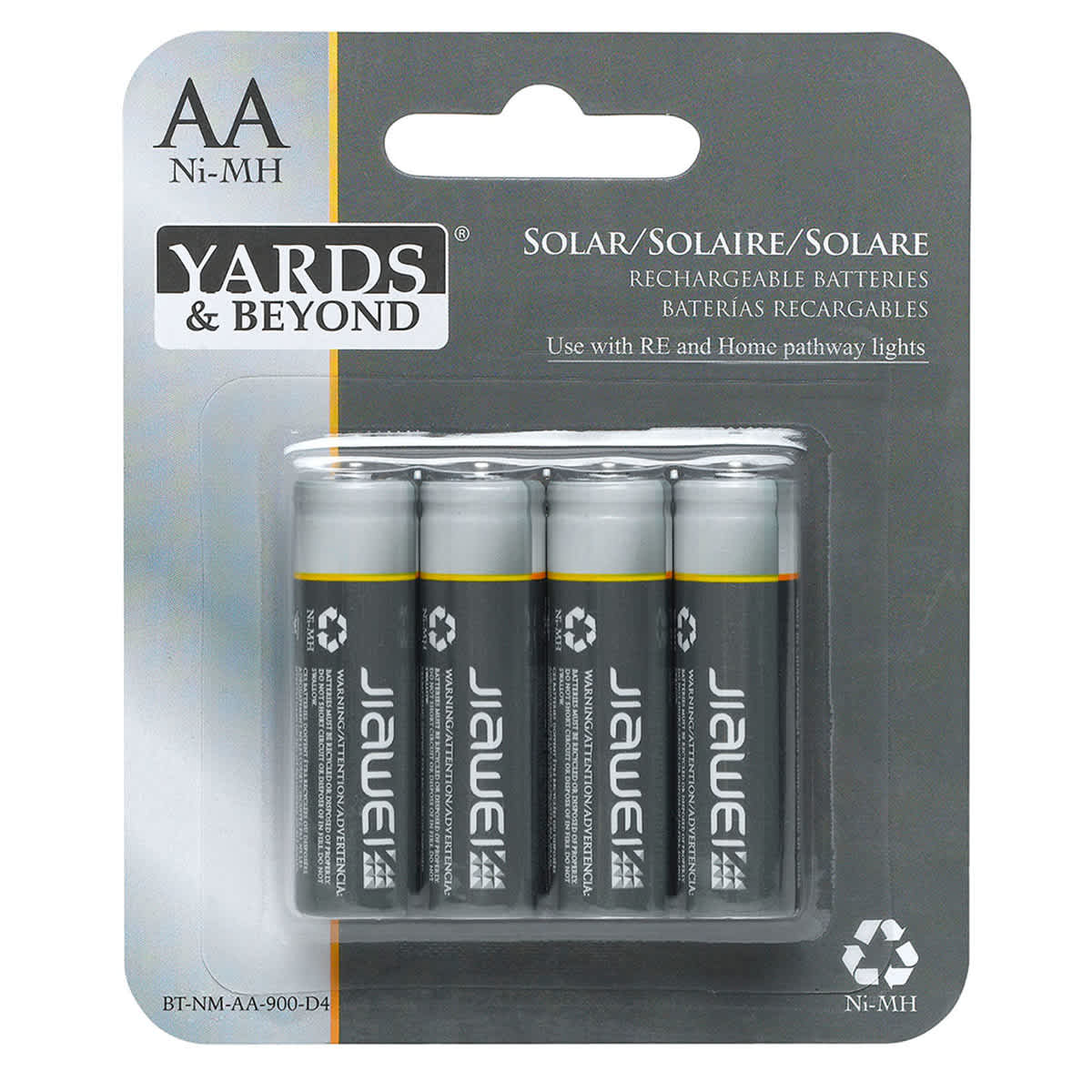 4-Pack AA Solar Rechargeable Batteries
