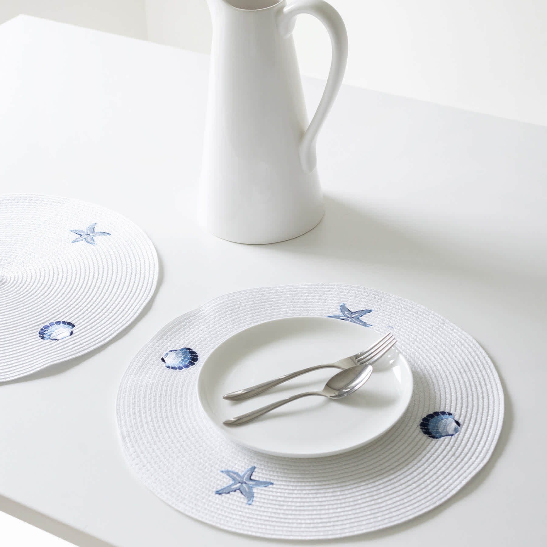 Marina White Embroidered Placemat, 15"
