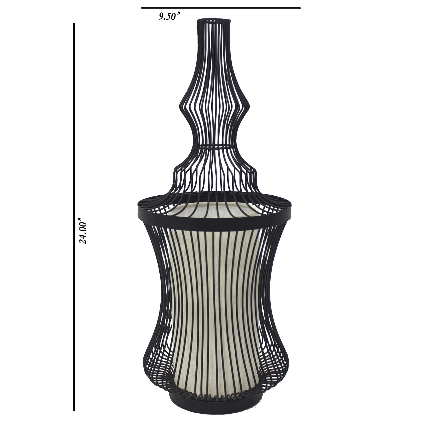 Black Metal Wire Uplight with Fabric Shade Liner, 24"