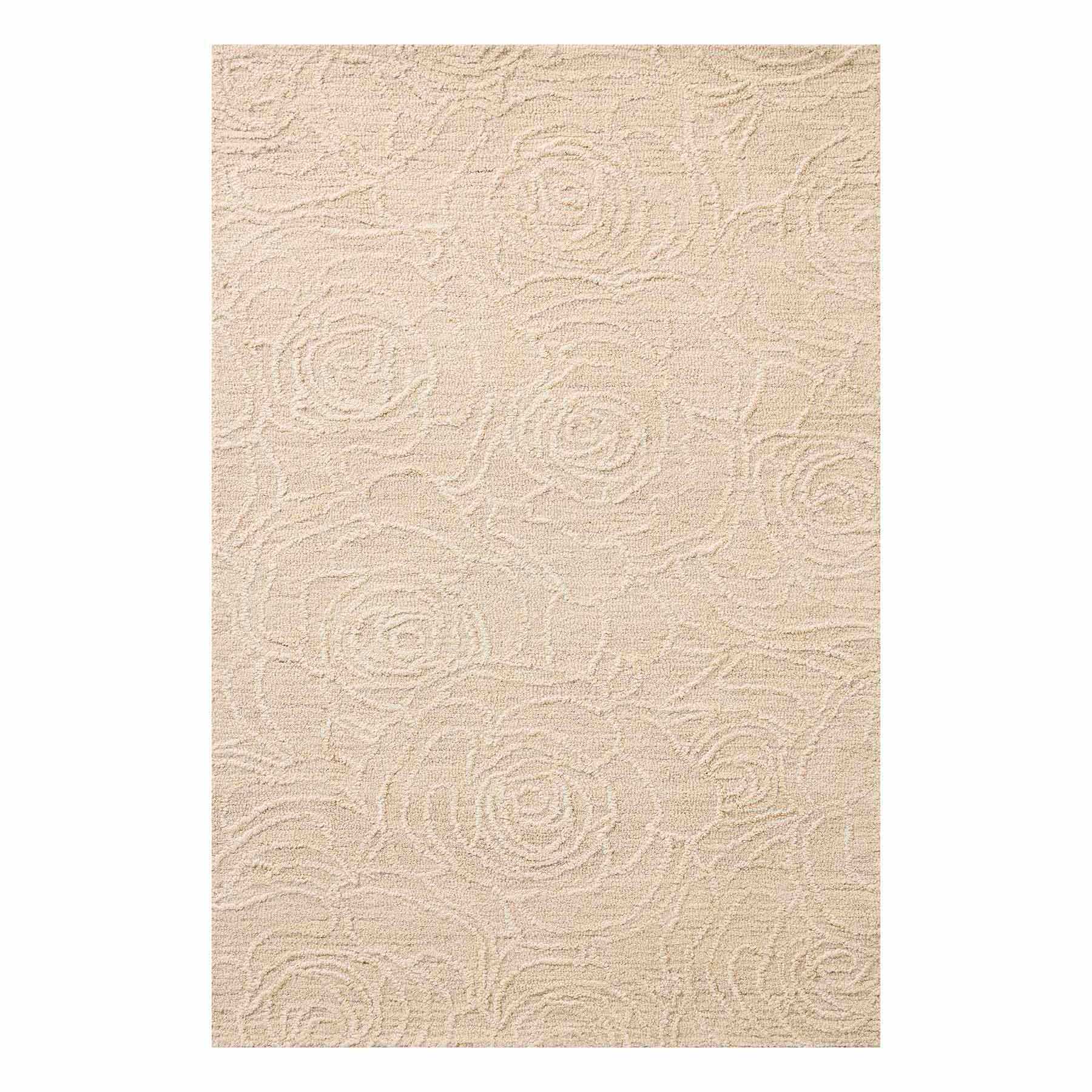 (A531) Rosey Neutral Tufted Area Rug, 5x7