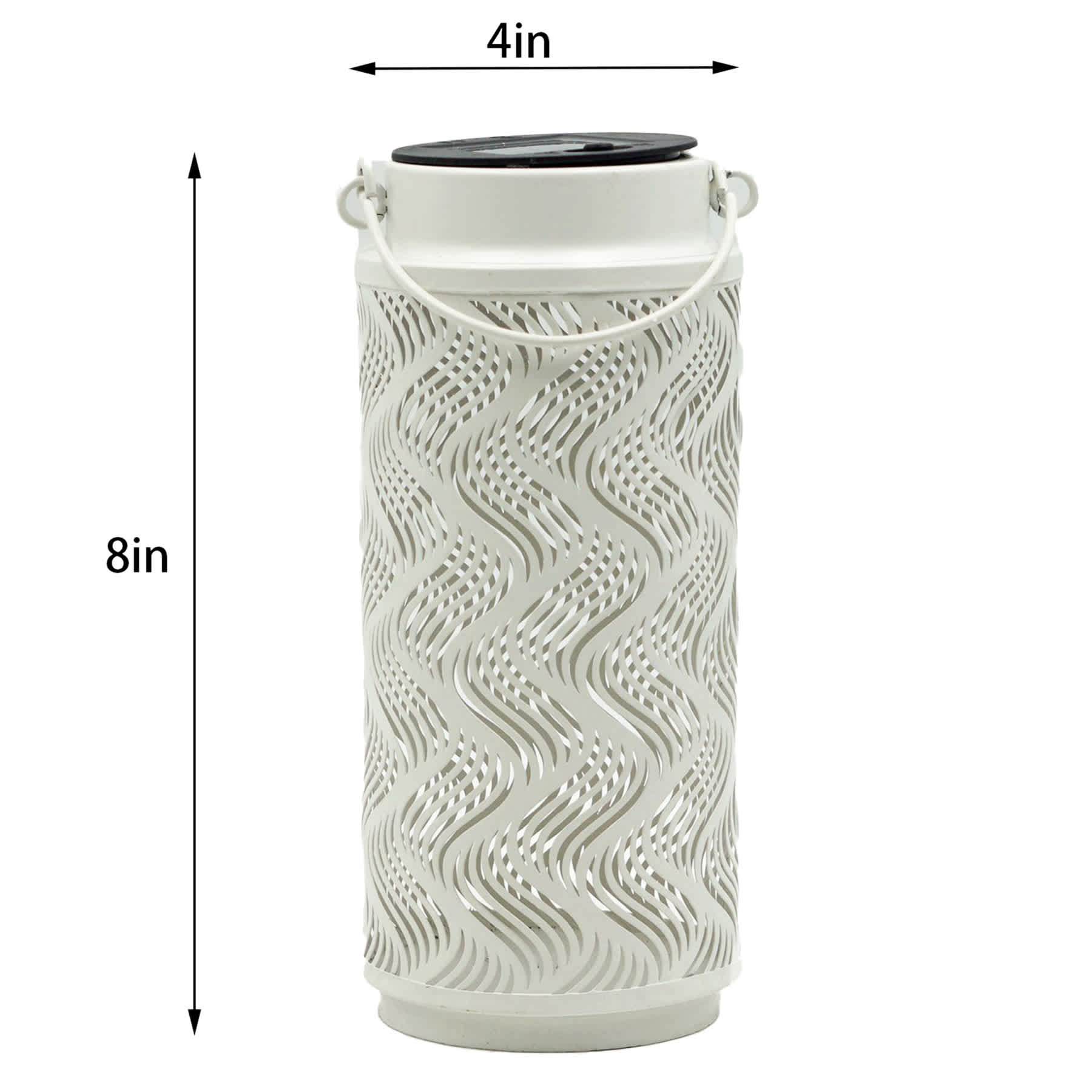White Metal Solar Outdoor Lantern, 8"