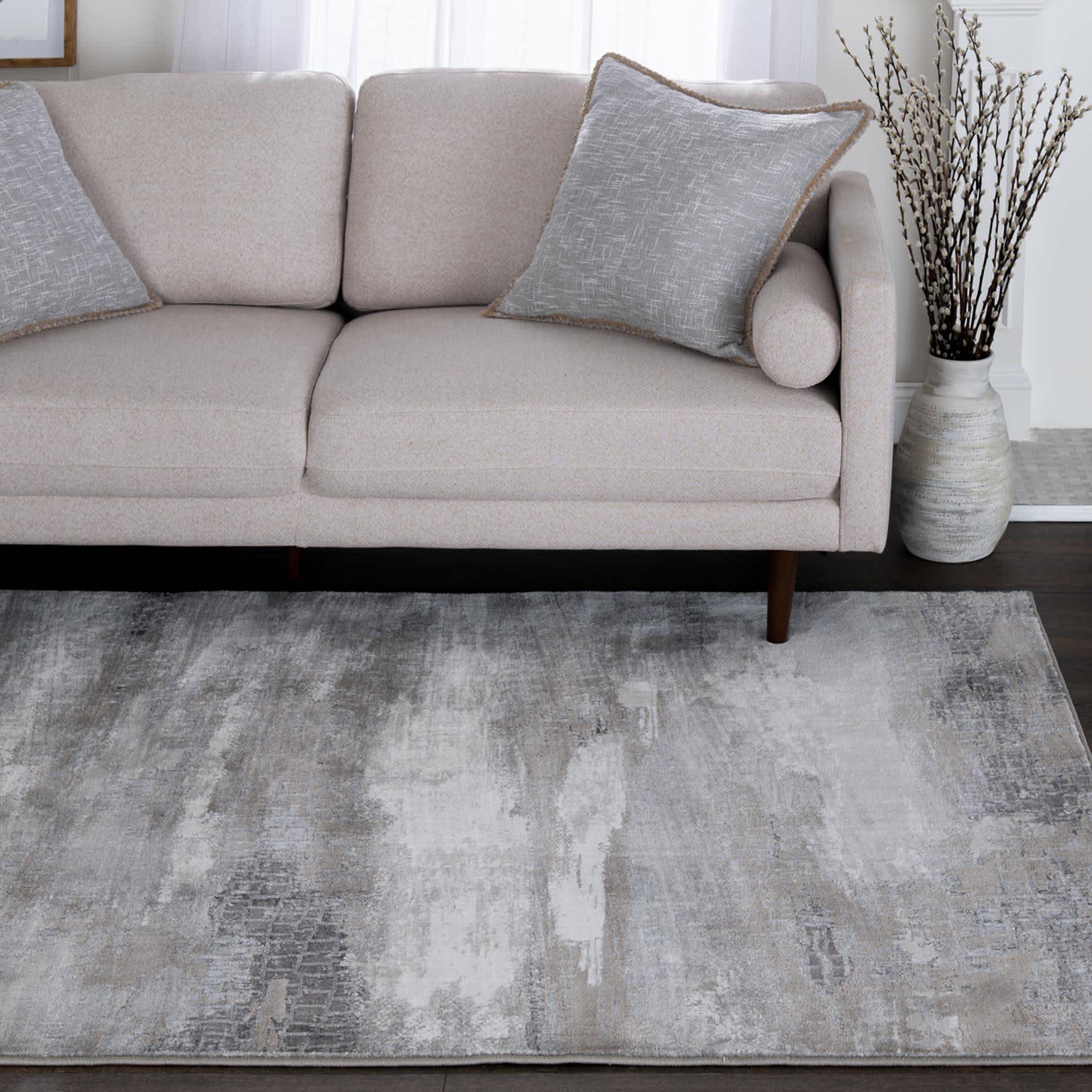 (A479) Camden Canbera Neutral Abstract Area Rug, 5x7