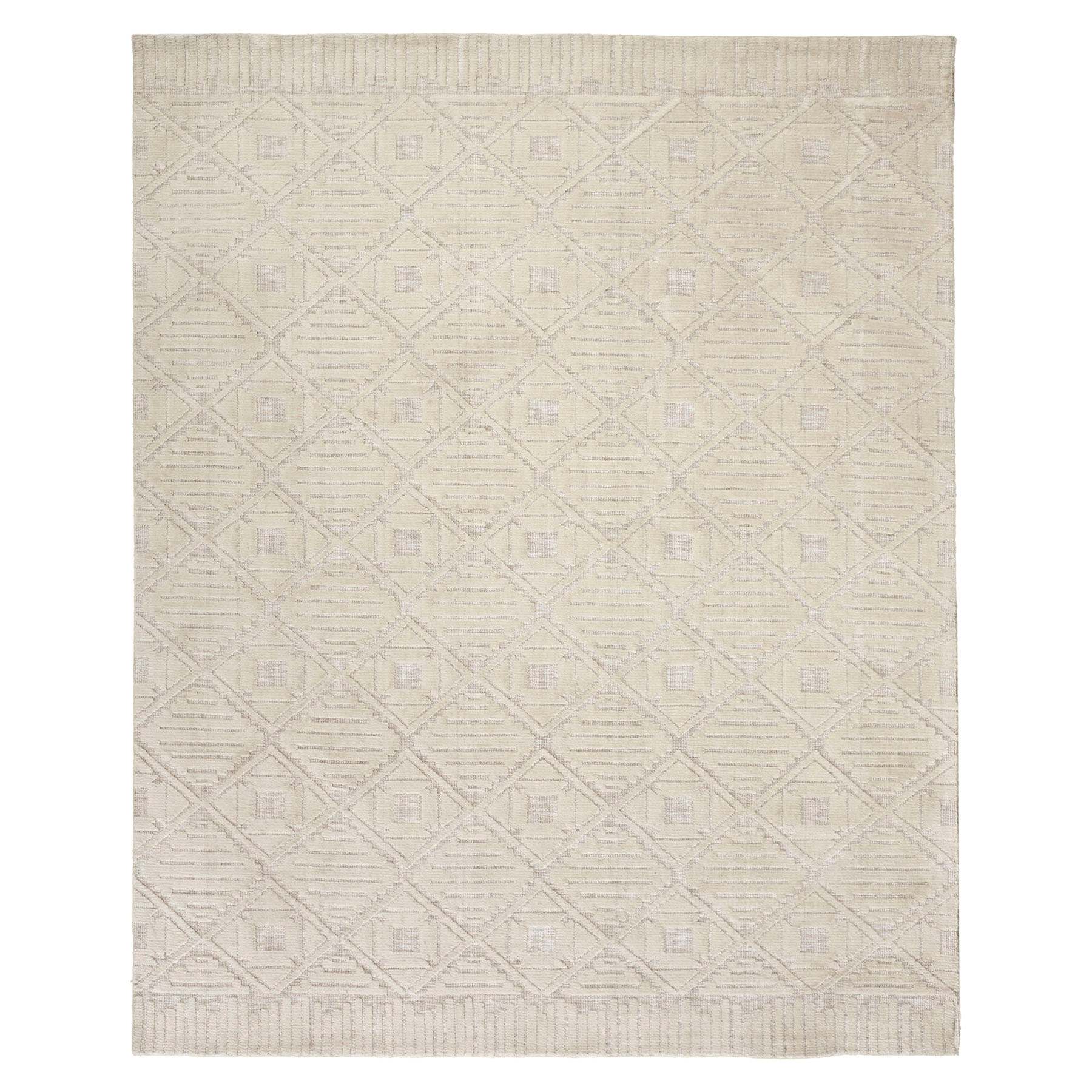(B689) Crosby St. Sanremo Ivory Diamond Design Area Rug, 5x7