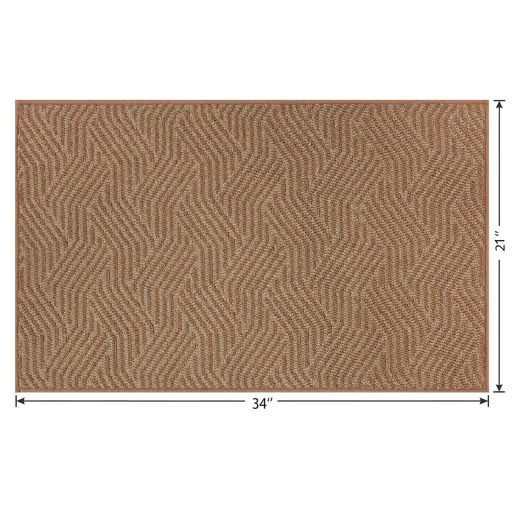 Brown Knitted Interlock Gel Back Washable Accent Rug, 21x34