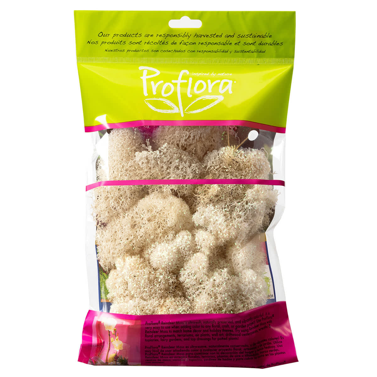 Glittered White Reindeer Moss