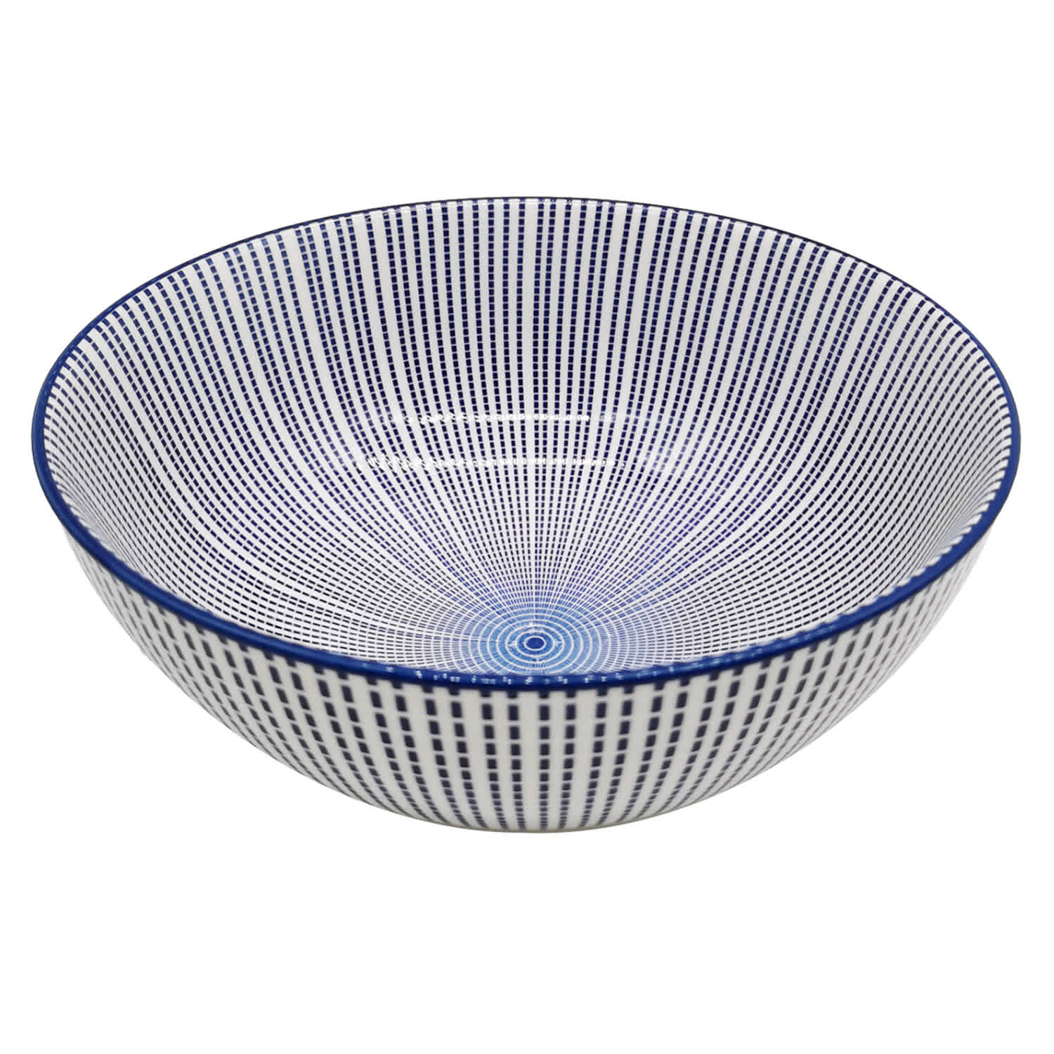 Blue & White Geo Print Ceramic Bowl