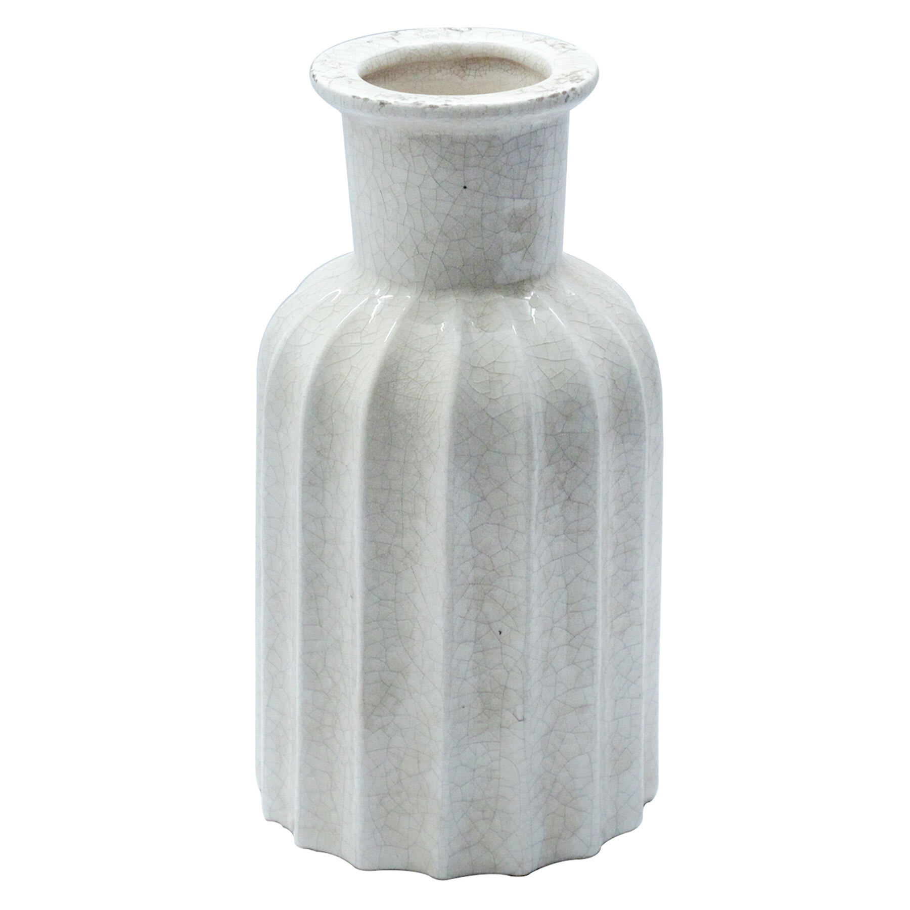 Neutral Crackle Ceramic Vase, 9.5"
