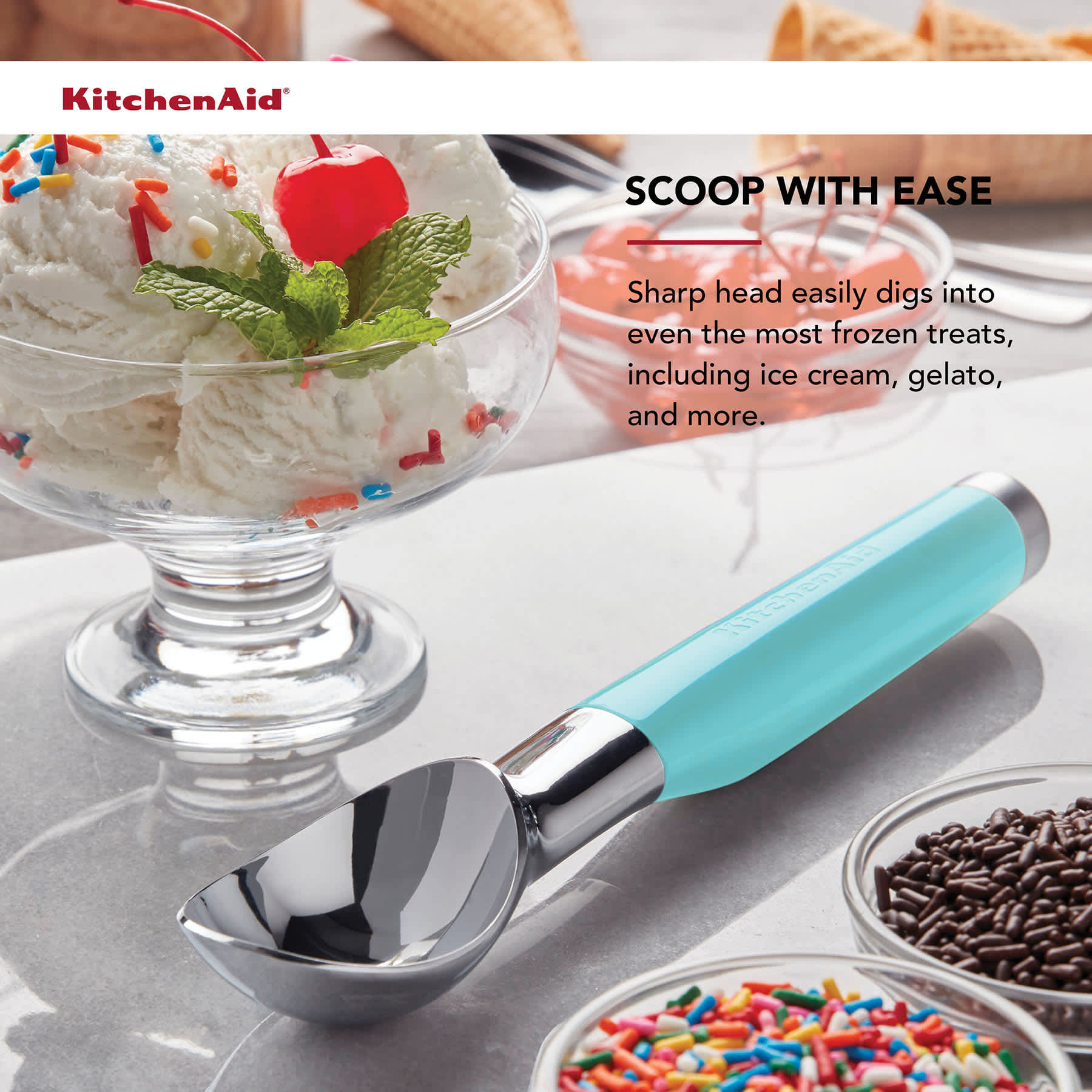 KitchenAid Ice Cream Scoop, Aqua Sky