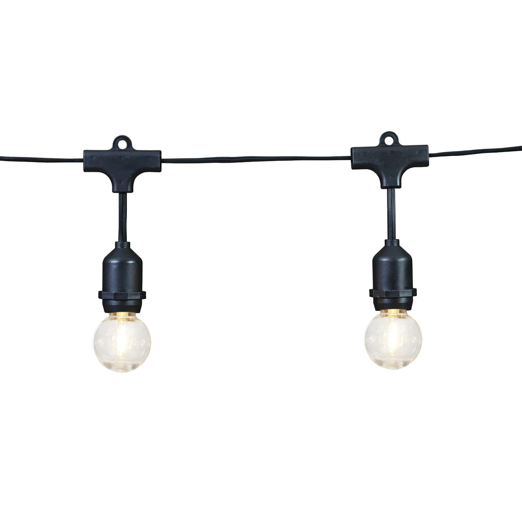 15-Count Solar LED G40 Filament Globe String Lights with Black Commercial Wire