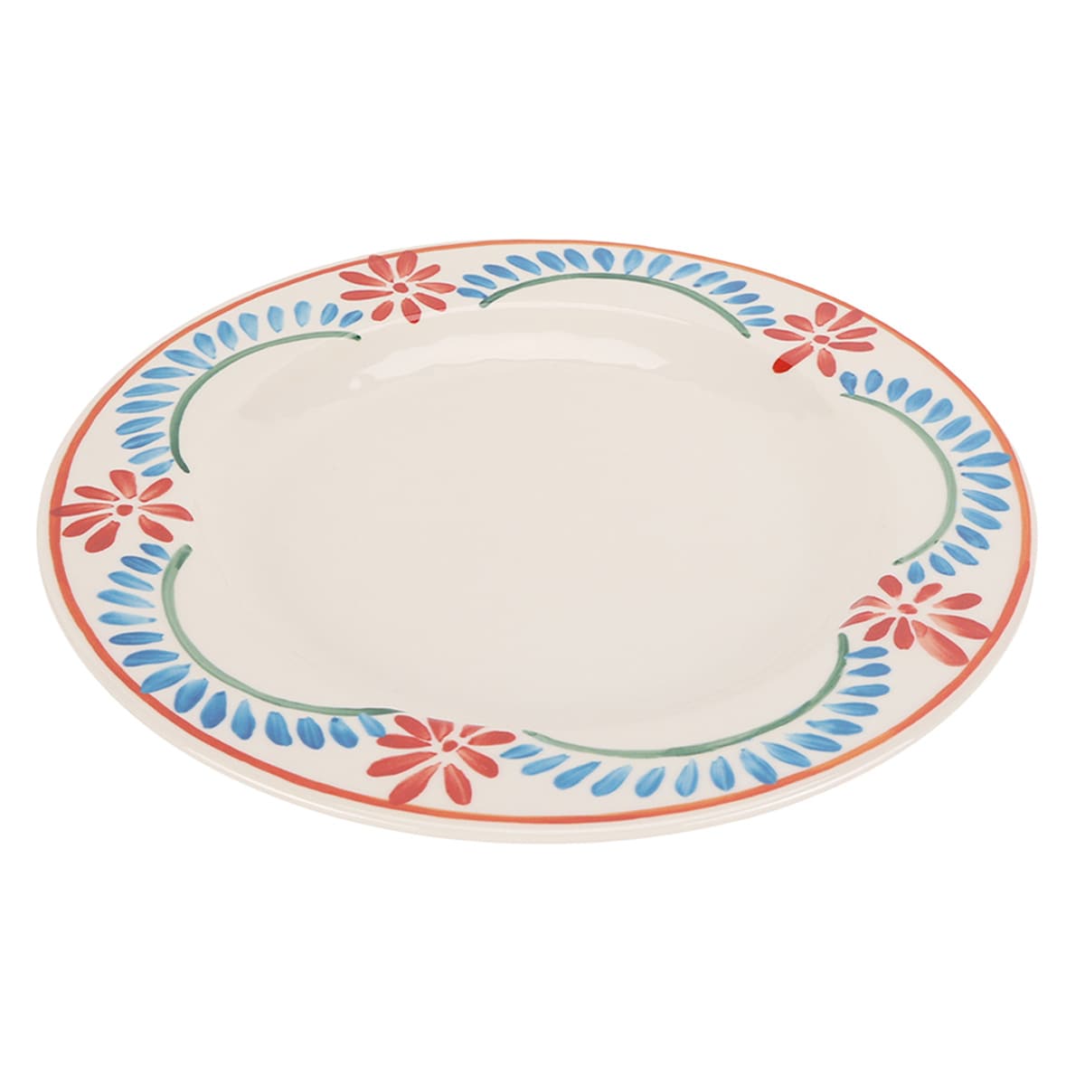 11In White Floral Rim Melamine Dinner Plate