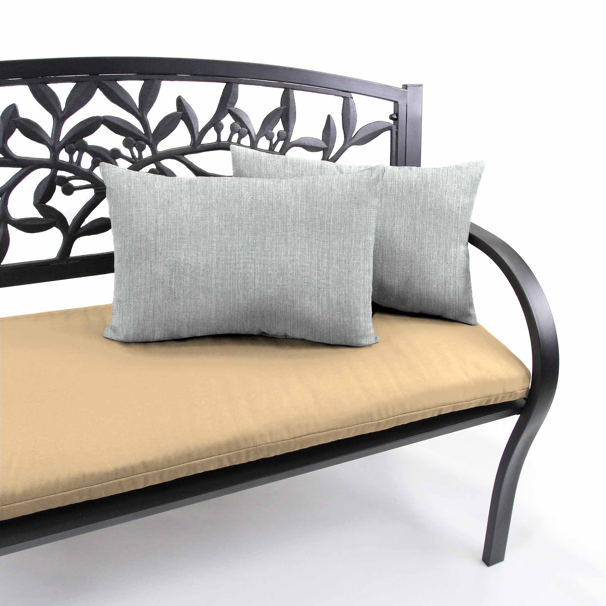 Tahiti Silver Lumbar Outdoor Throw Pillow, 14x20