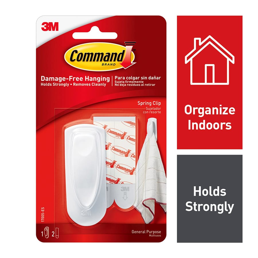 Command? Spring Clip with Adhesive, 1-Clip & 2 Strips/Pack