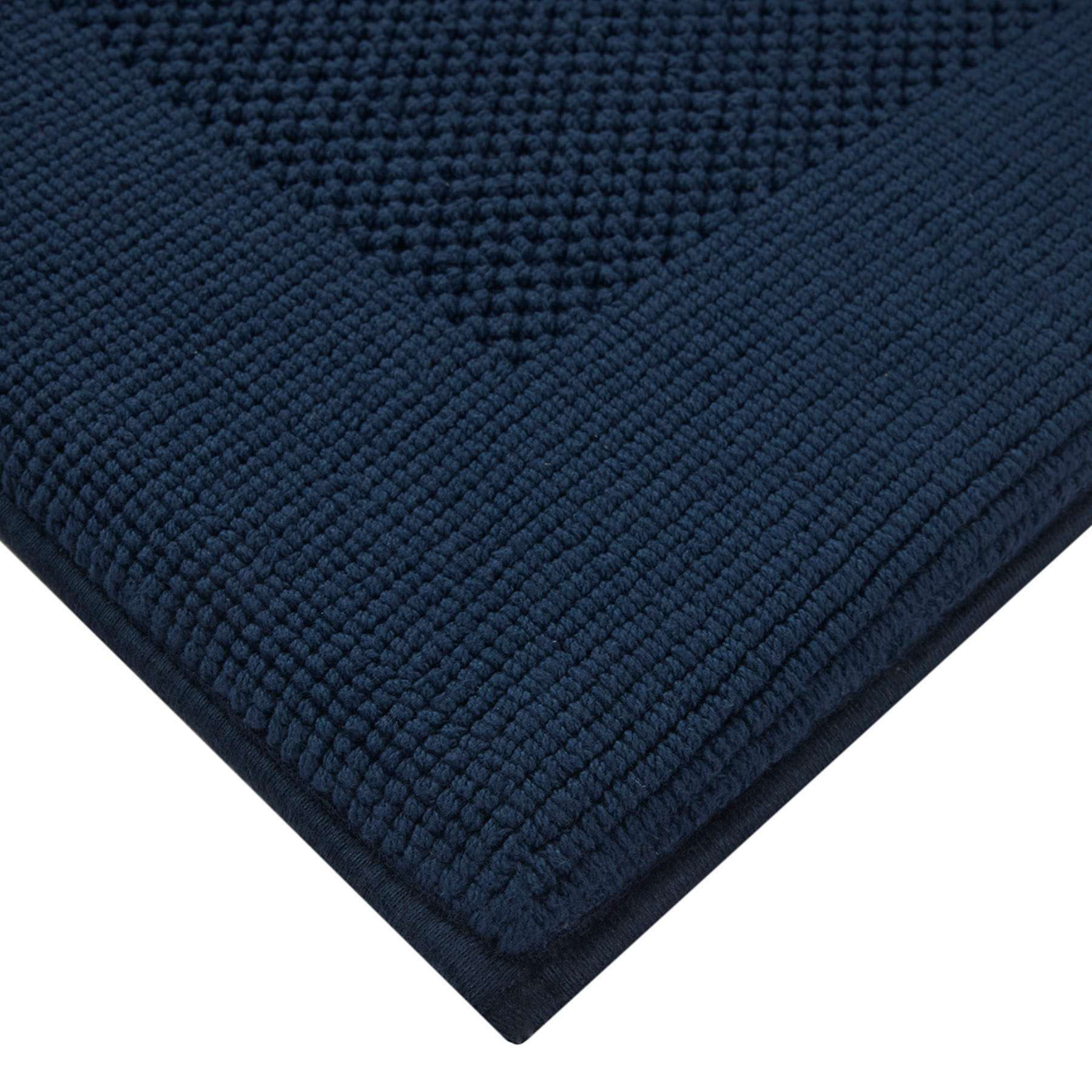 Providence Navy Blue Waffle Border Memory Foam Bath Rug, 20x30