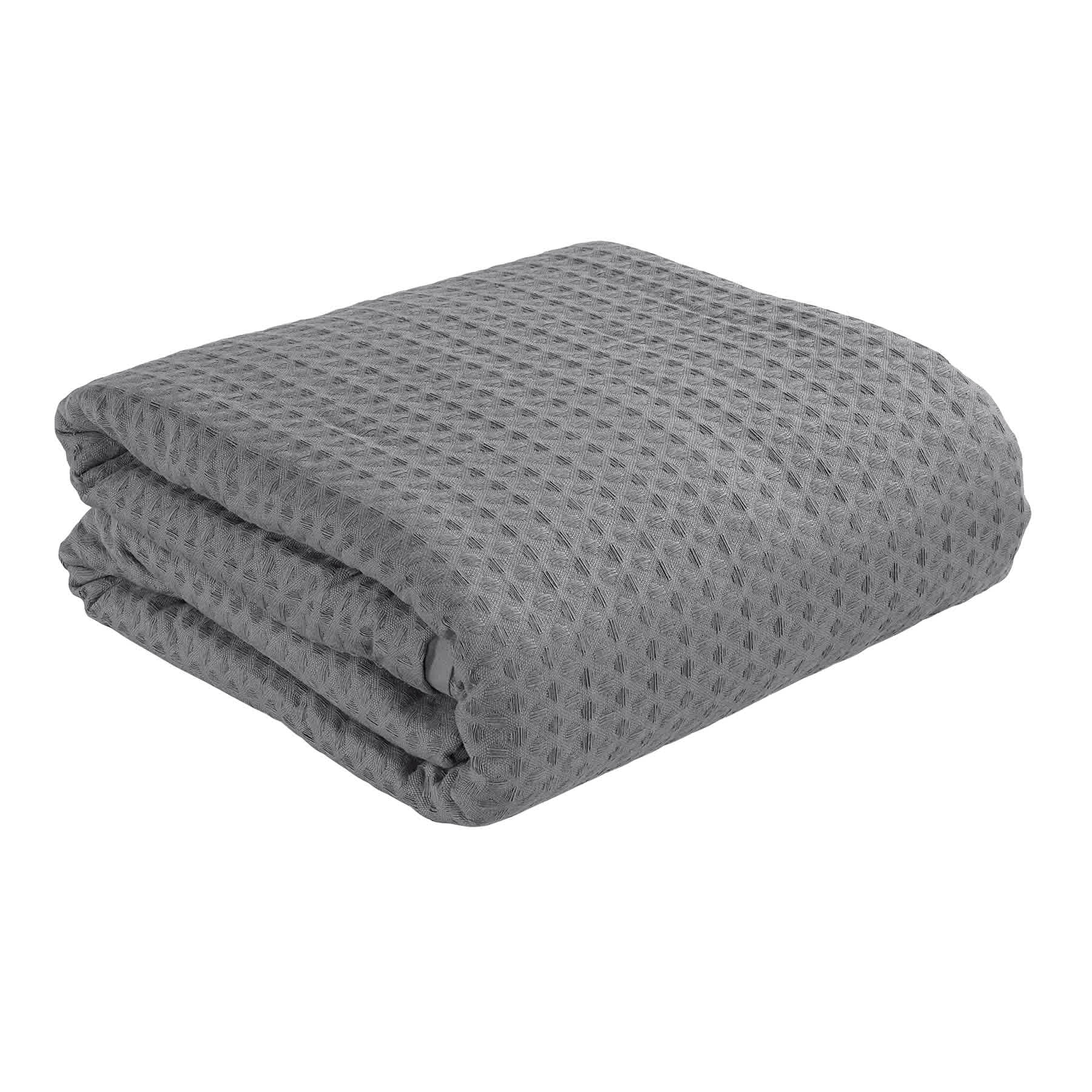Crosby St. 3-Piece Grey Washed Cotton Waffle Comforter Set, Full/Queen