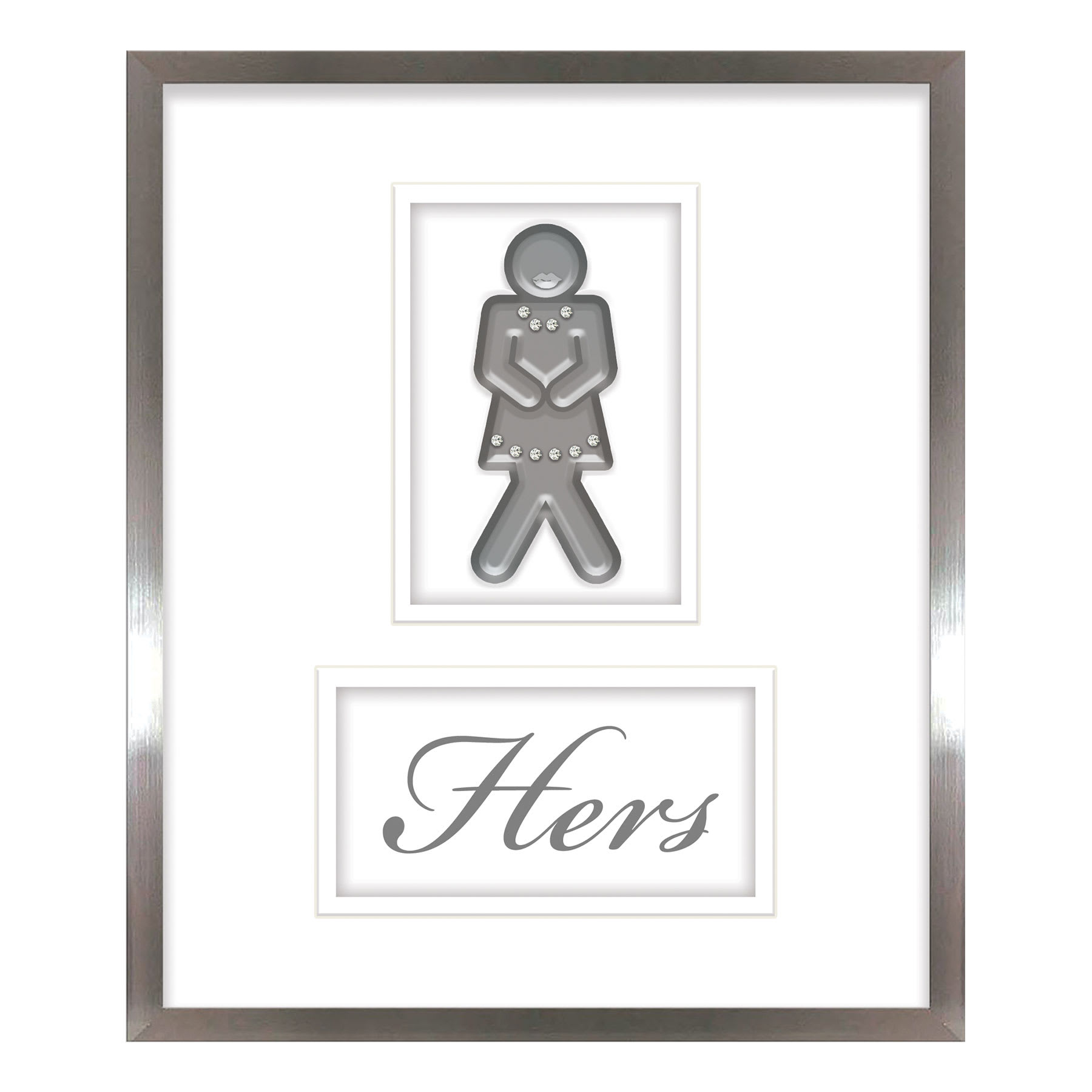 Framed Hers Print Under Glass Jeweled Wall Art, 13x11