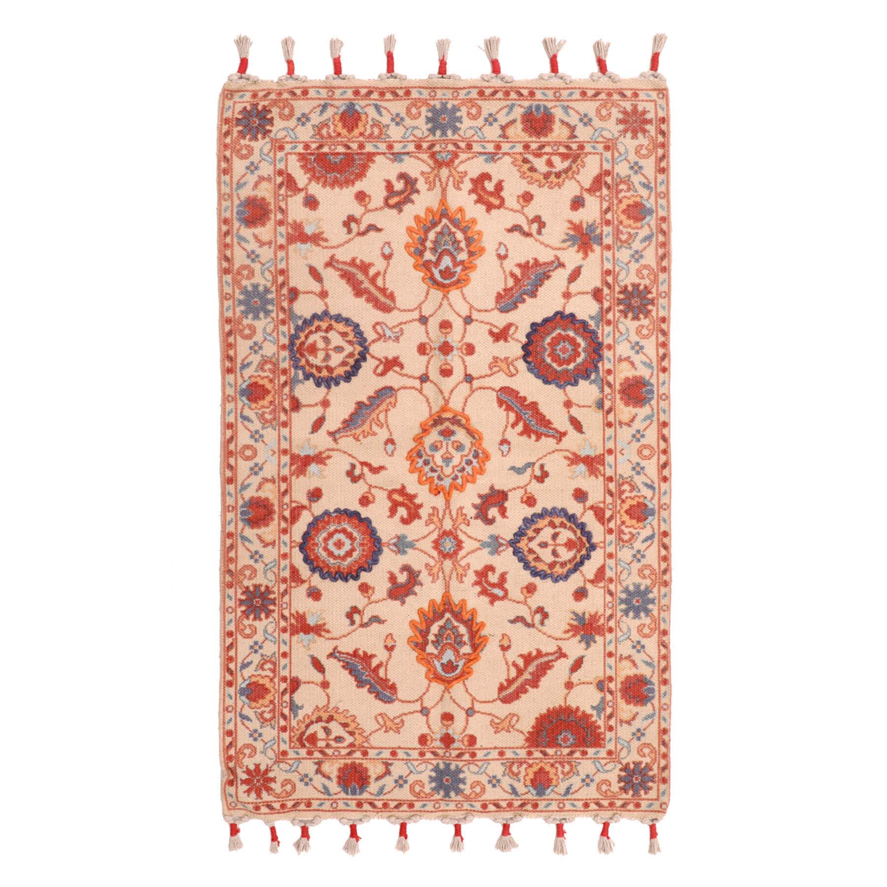Ivory Paisley Embroidered Accent Rug, 27x45