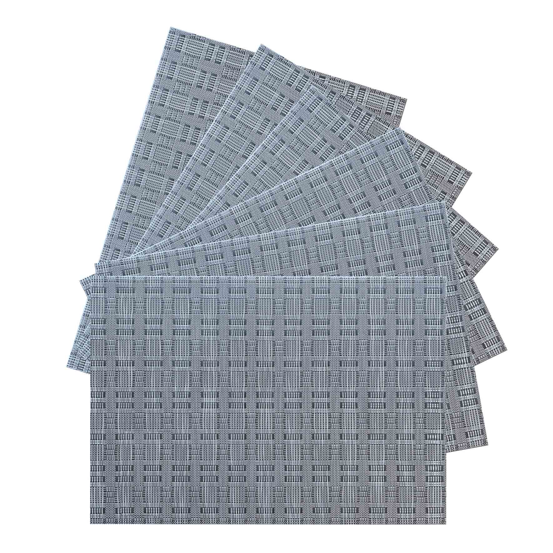 Set of 6 Marquis Powder Woven Vinyl Placemats, 13x18