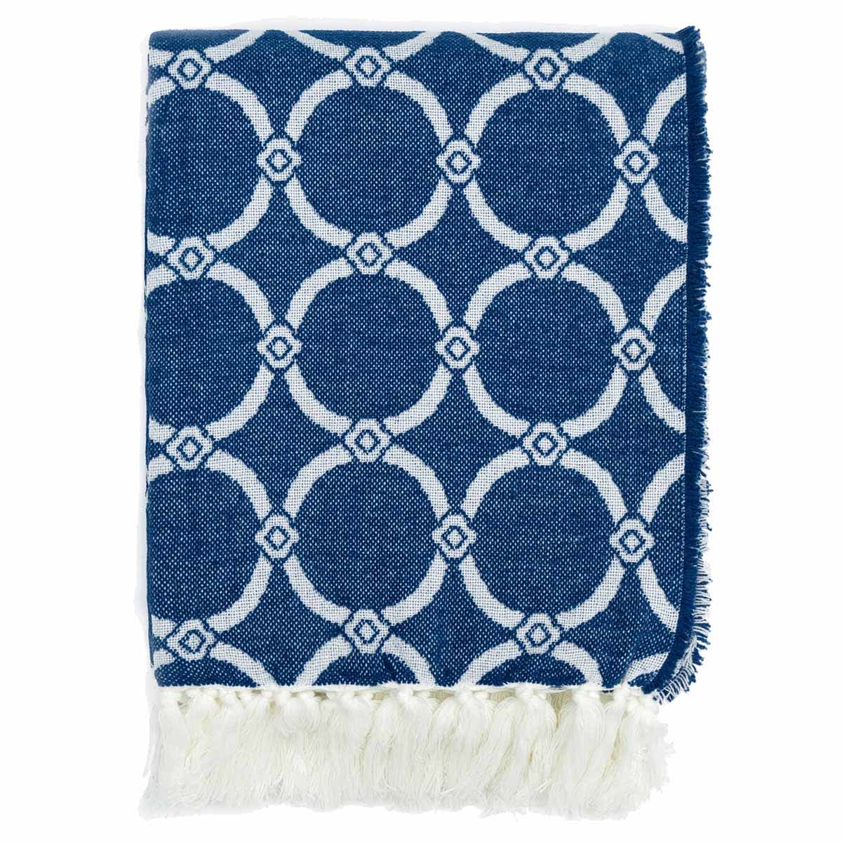 Providence Blue Link Trellis Woven Throw Blanket, 50x60