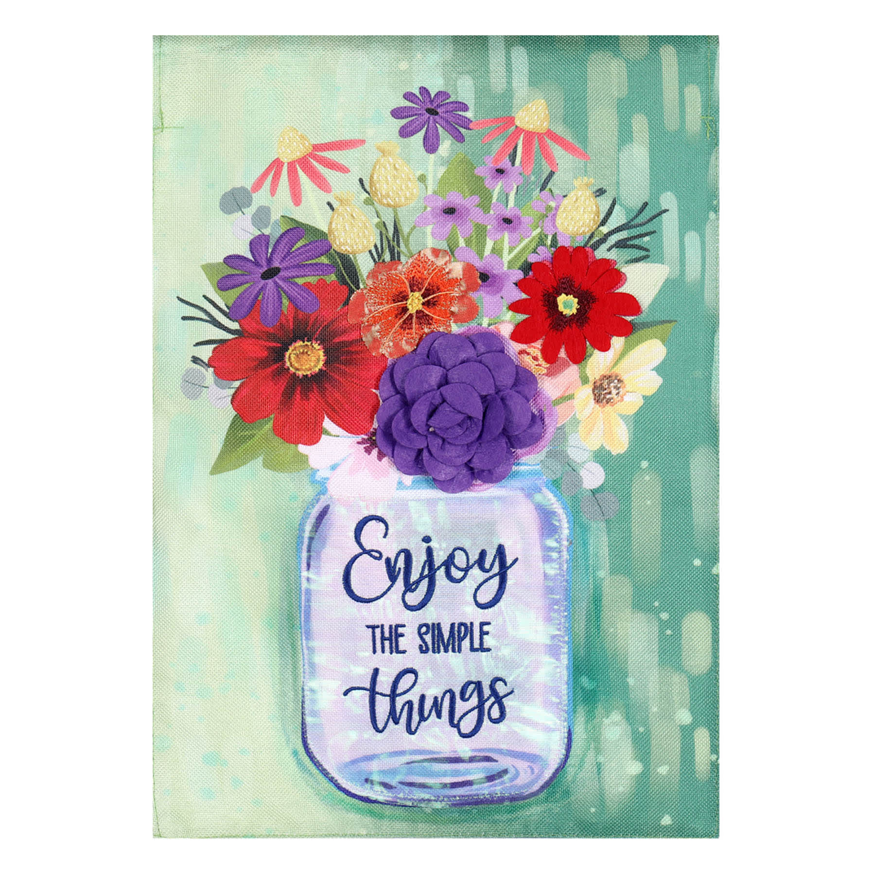 Mason Jar with Wildflowers Garden Flag, 18"
