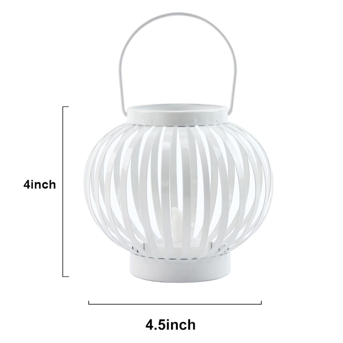 White Metal LED Tealight Lantern, 4"