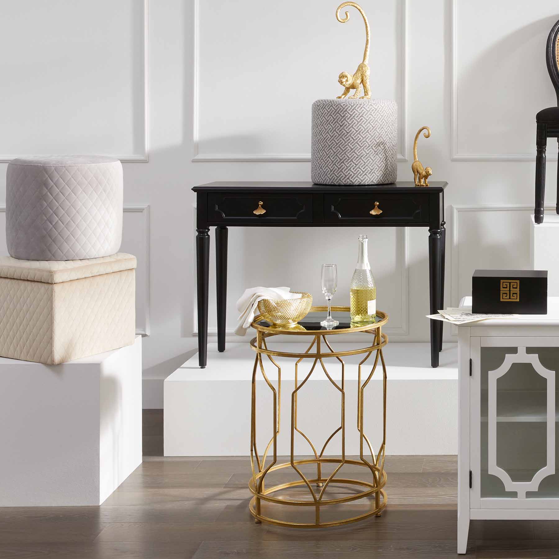 Providence Jada Velvet Square Storage Ottoman, Taupe