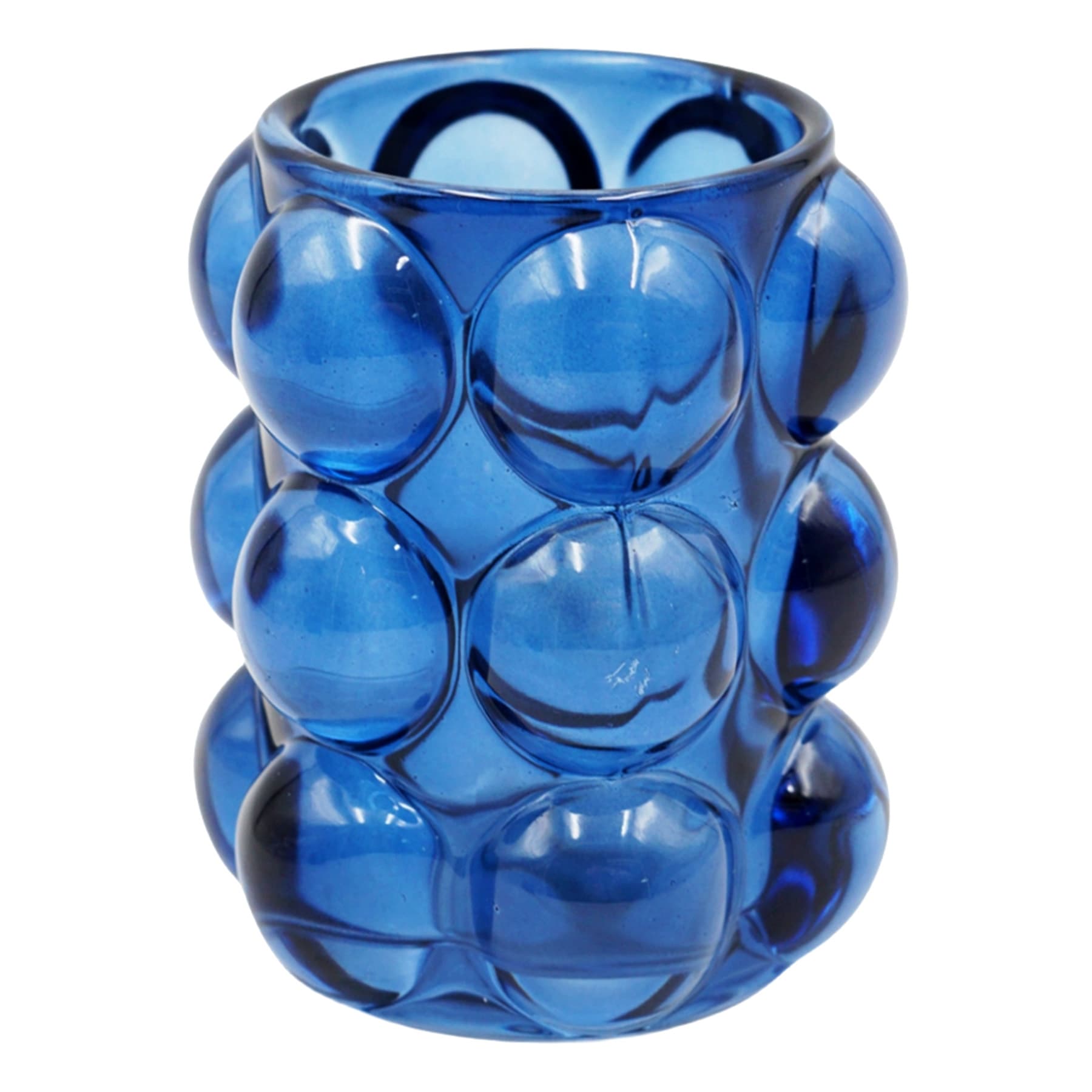 Navy Blue Glass Votive Candle Holder, 3x4