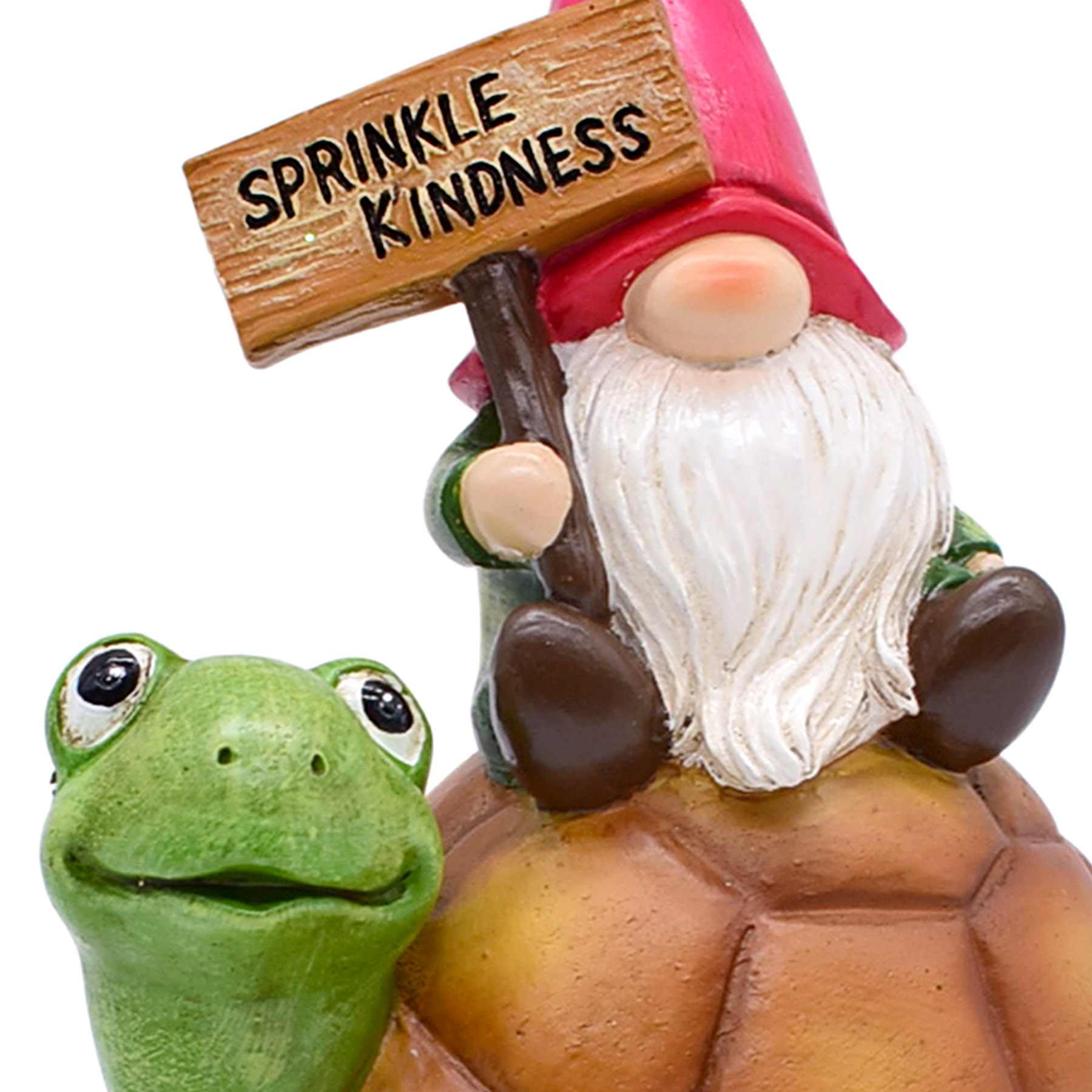 Gnome Riding Turtle Outdoor Garden Statue, 7"