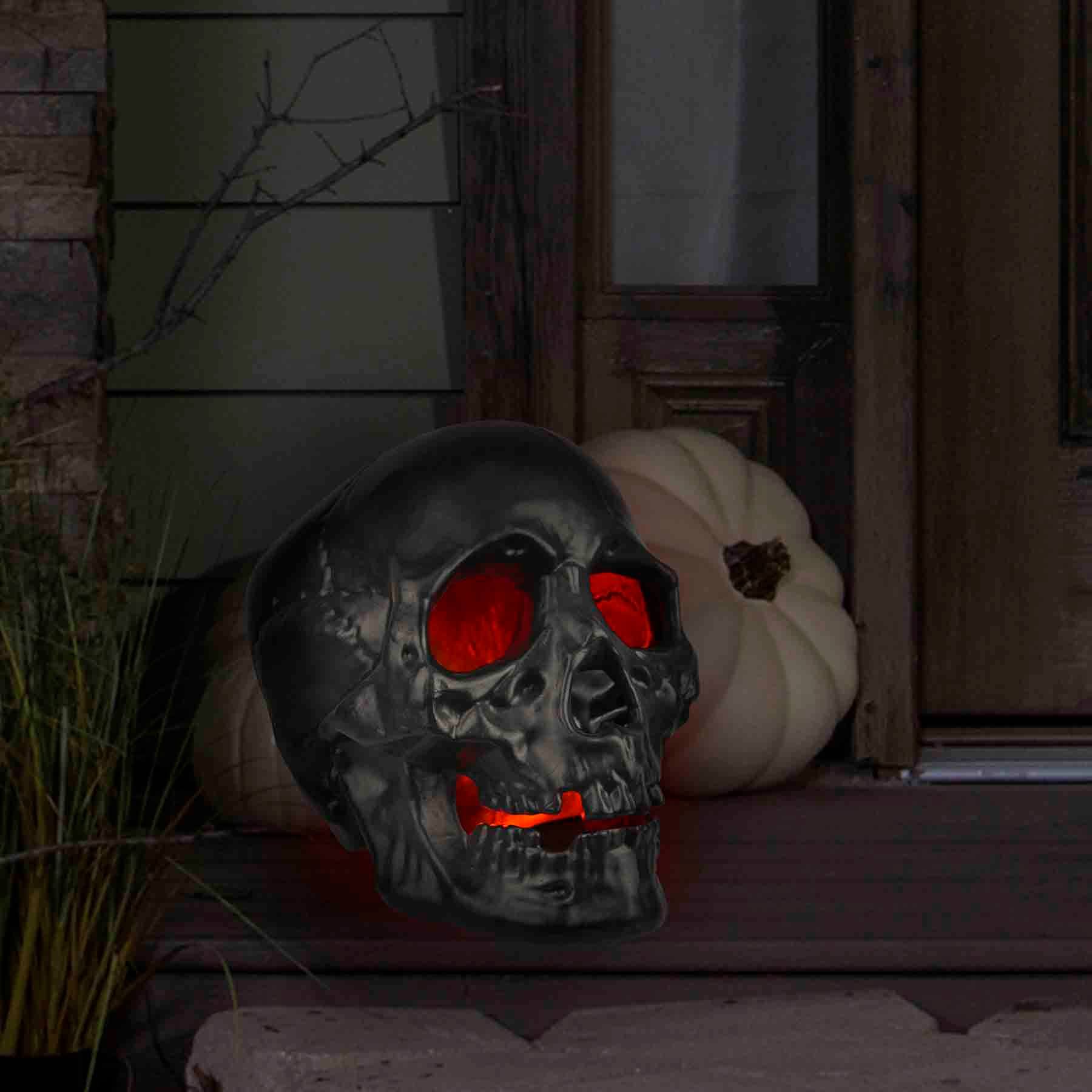 LED Black Skull Blow Mold, 16"