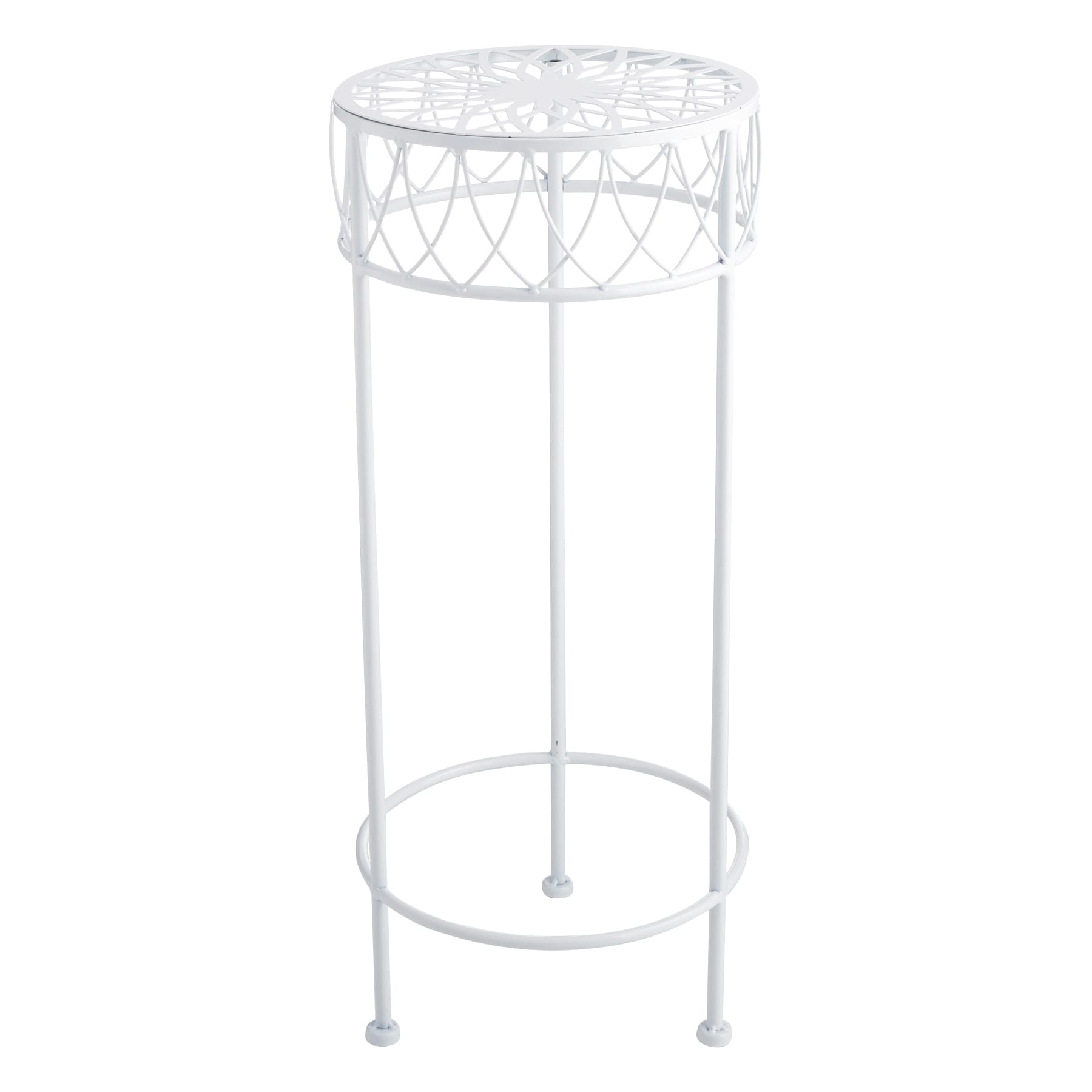 White Round Metal Plant Stand, Medium