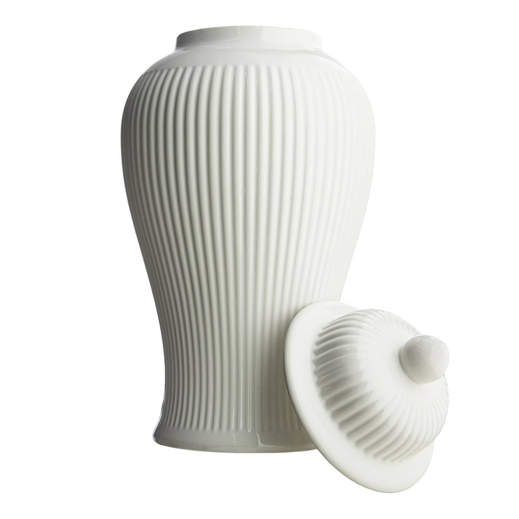 White Ceramic Ginger Jar, 17.5"