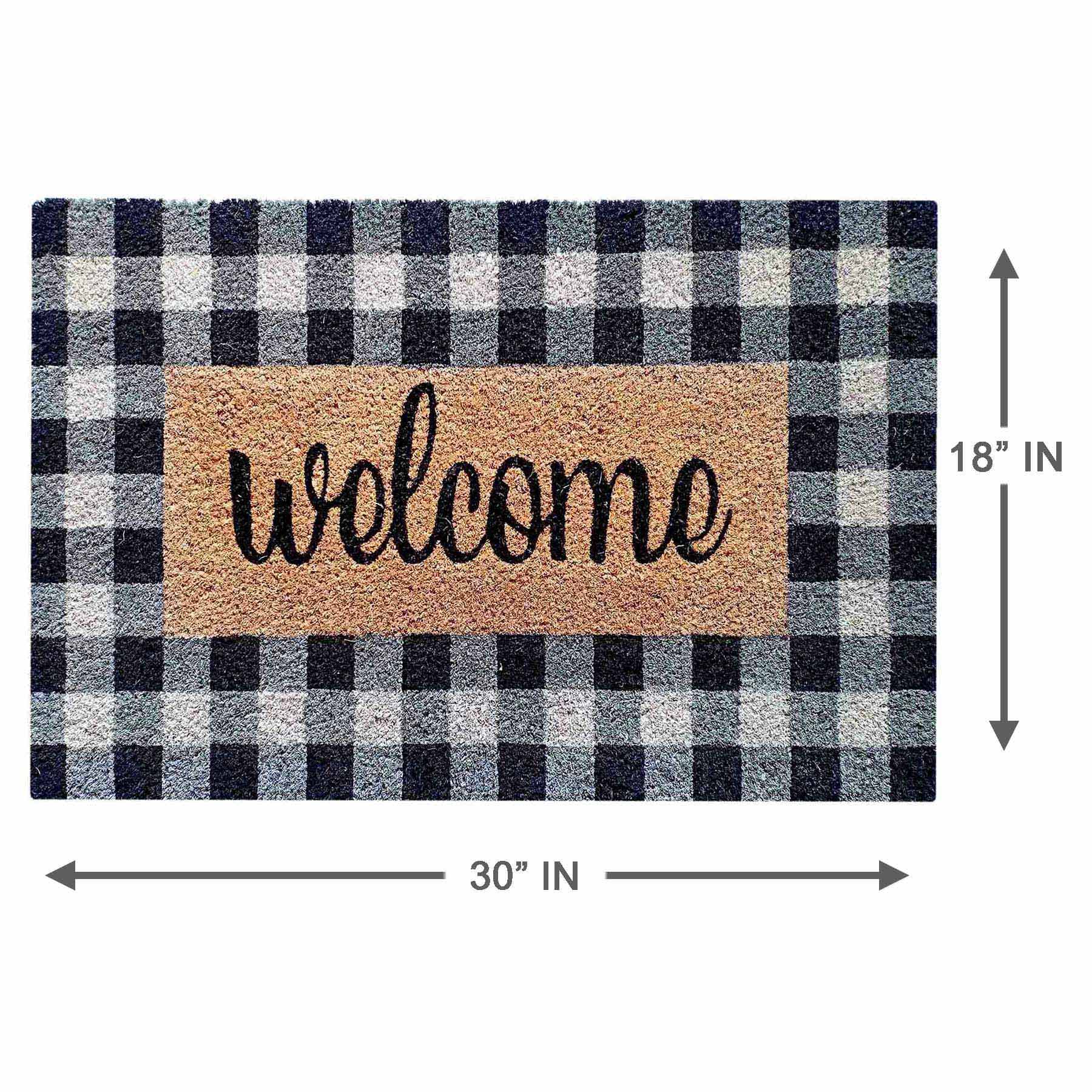 Honeybloom Buffalo Check Plaid Welcome Coir Mat, 18x30