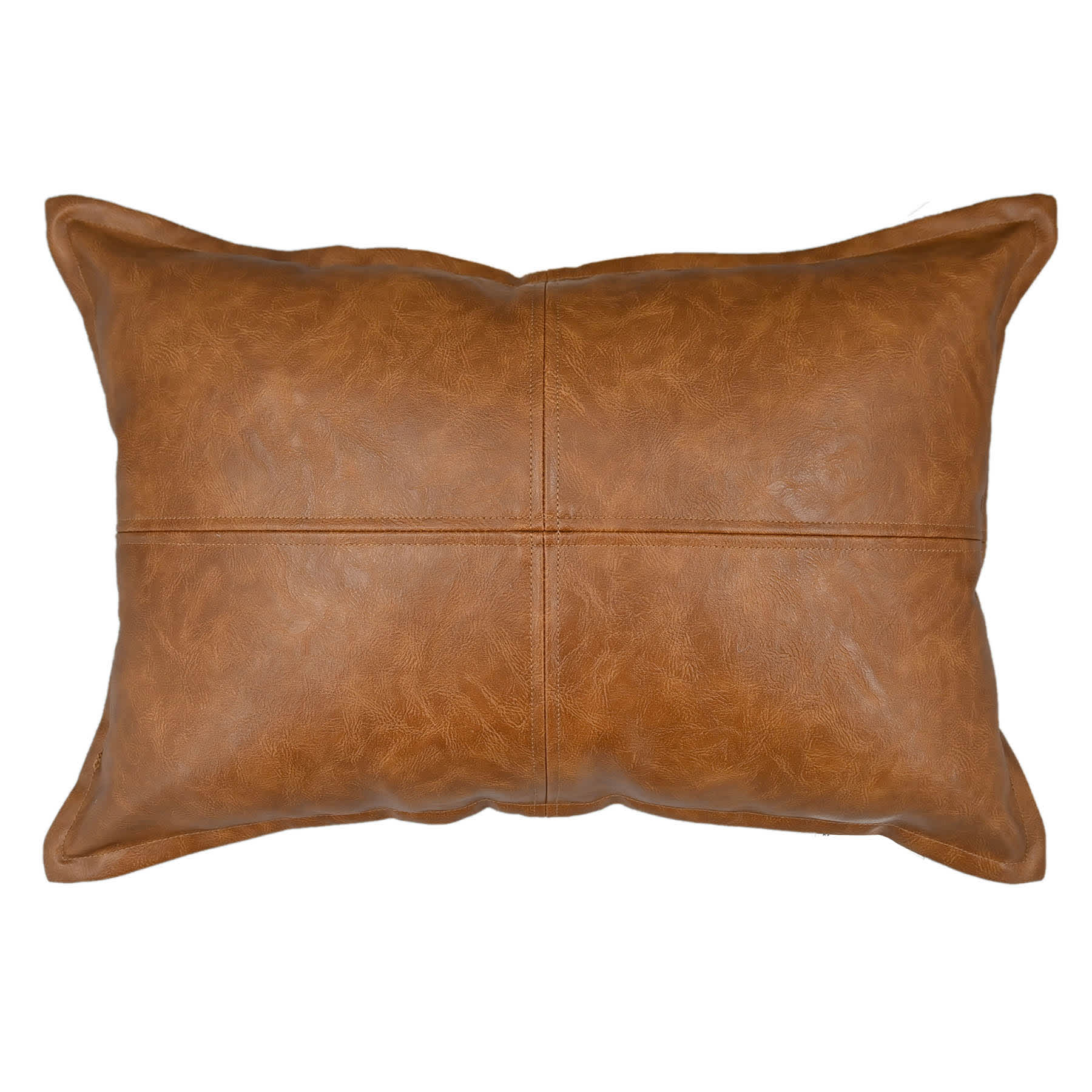 Crosby St. Brown Faux Leather Oblong Throw Pillow, 14x20