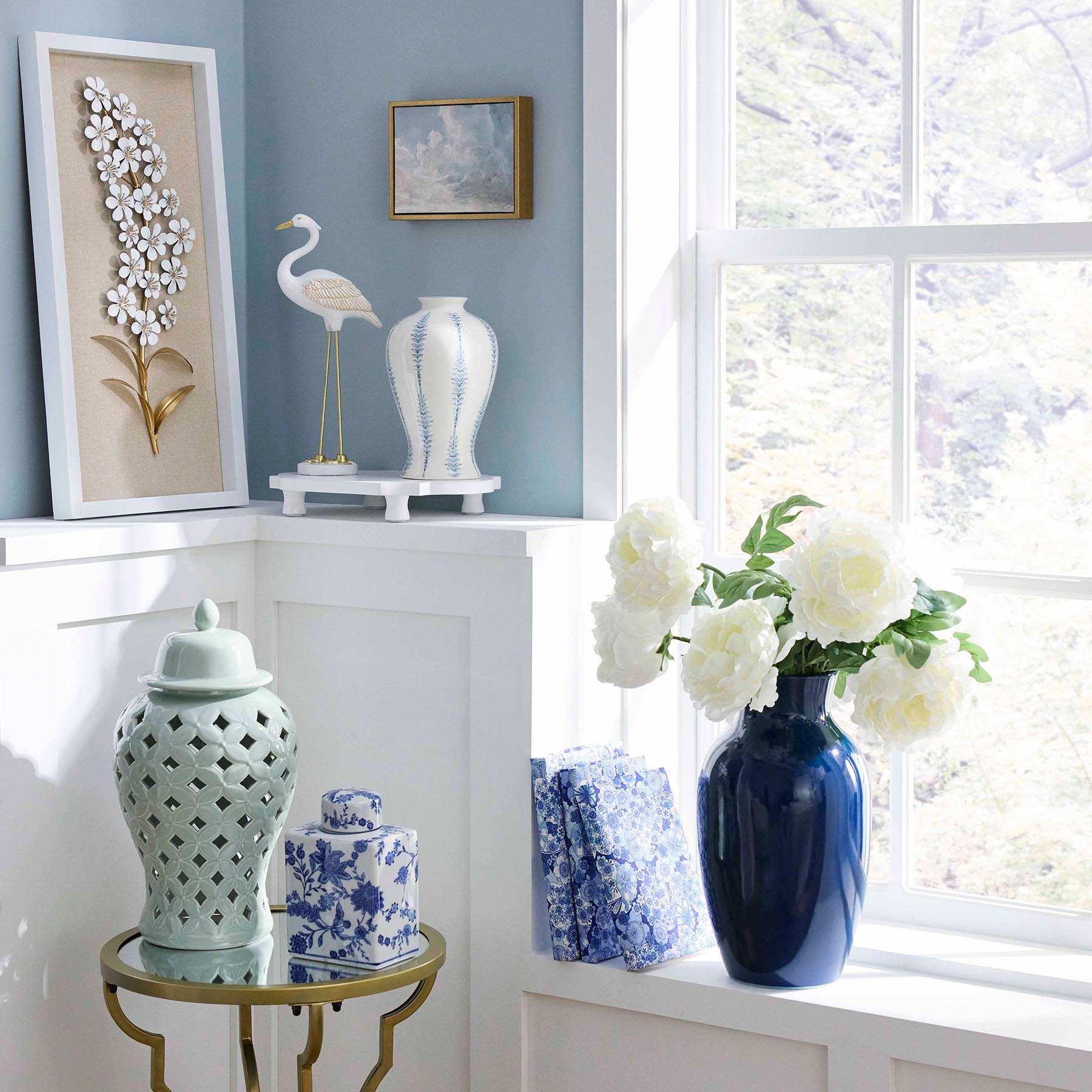 Providence White & Blue Floral Porcelain Jar, 5x7