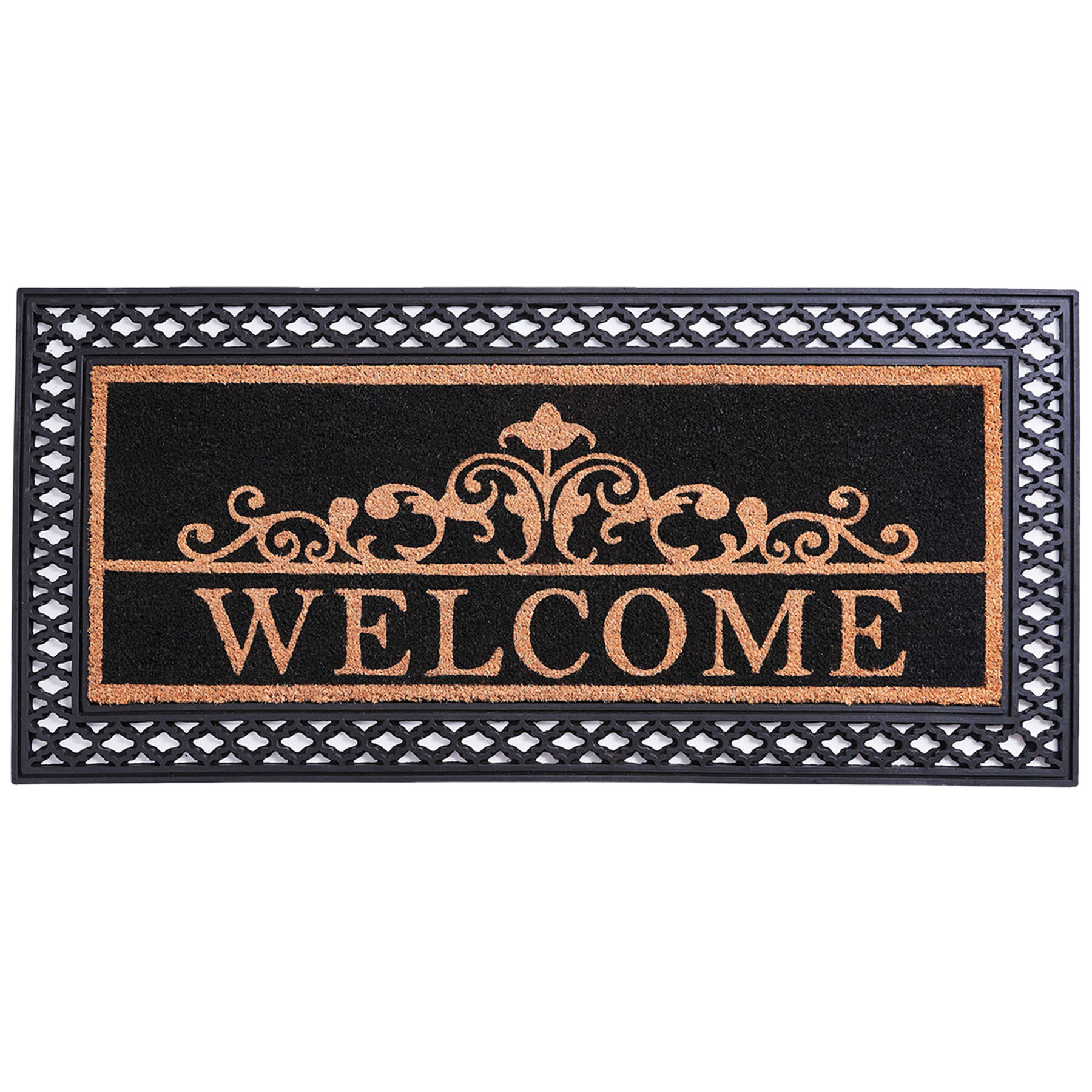 Welcome Coir Mat with Rubber Border, 22x47