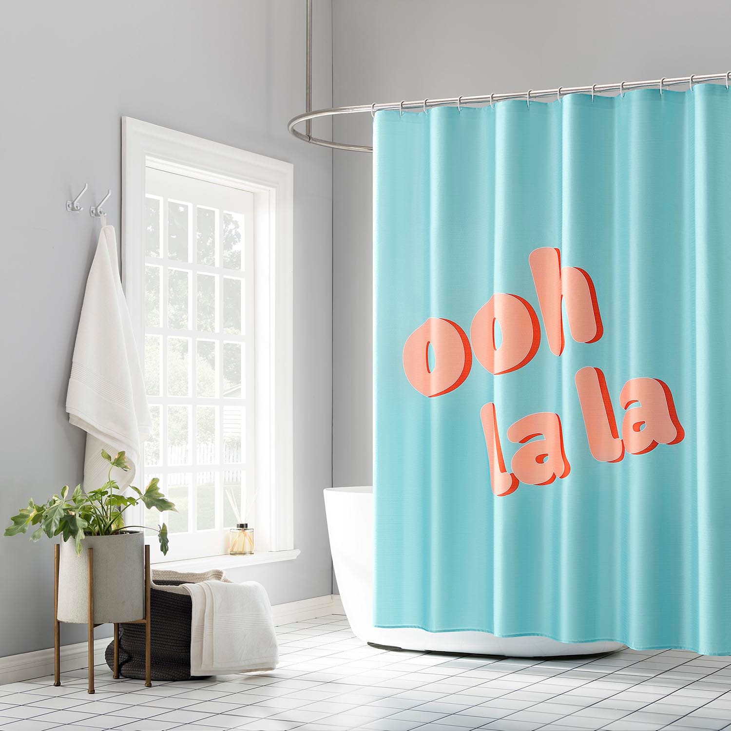 13-Piece Ooh La La Turquoise Shower Curtain Set, 70x72