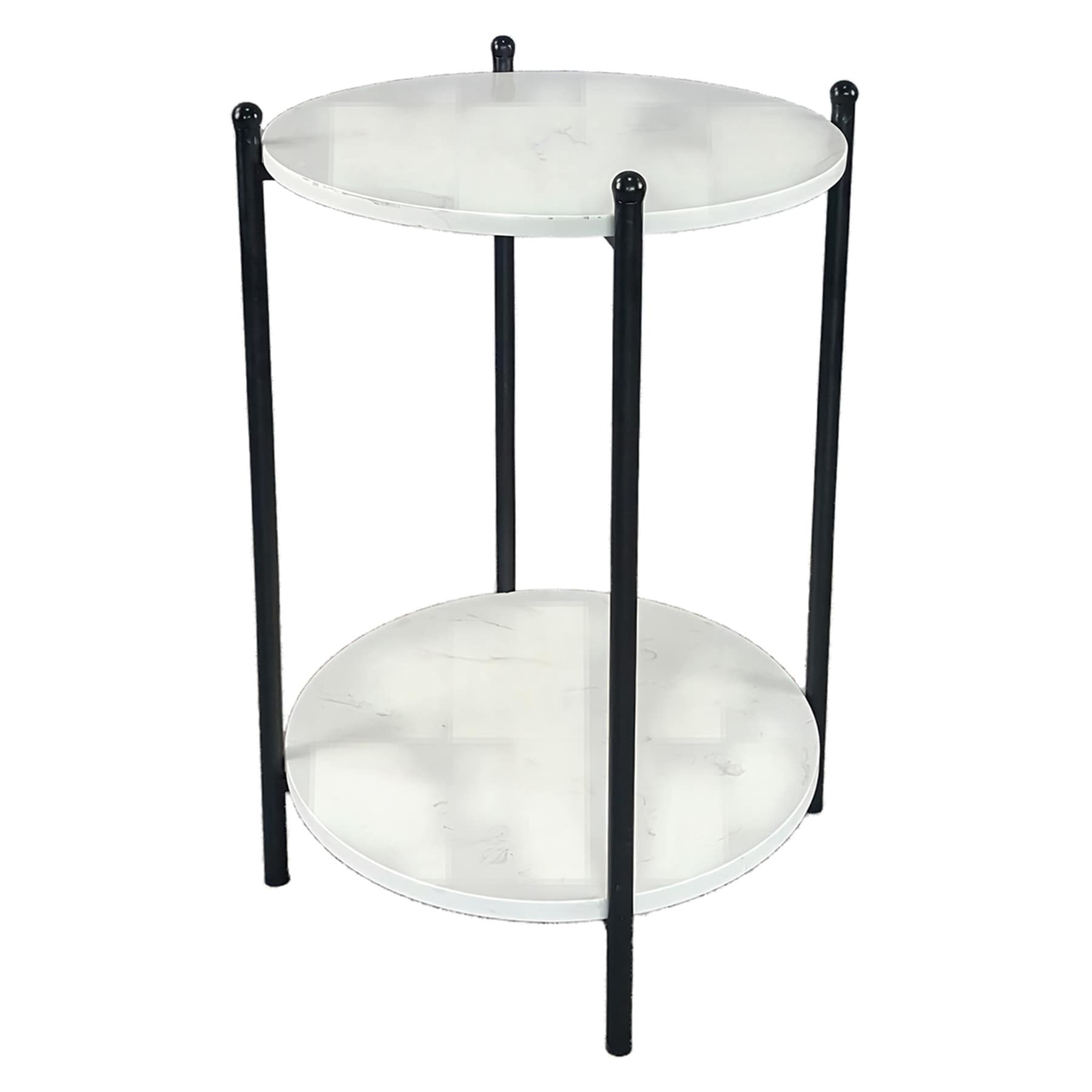 Leah Metal & Marble Accent Table, White