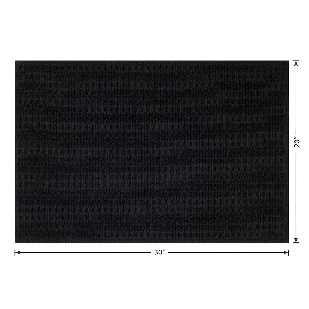 Crosby St. Black Waffle Antimicrobial Cotton Bath Rug, 20x30
