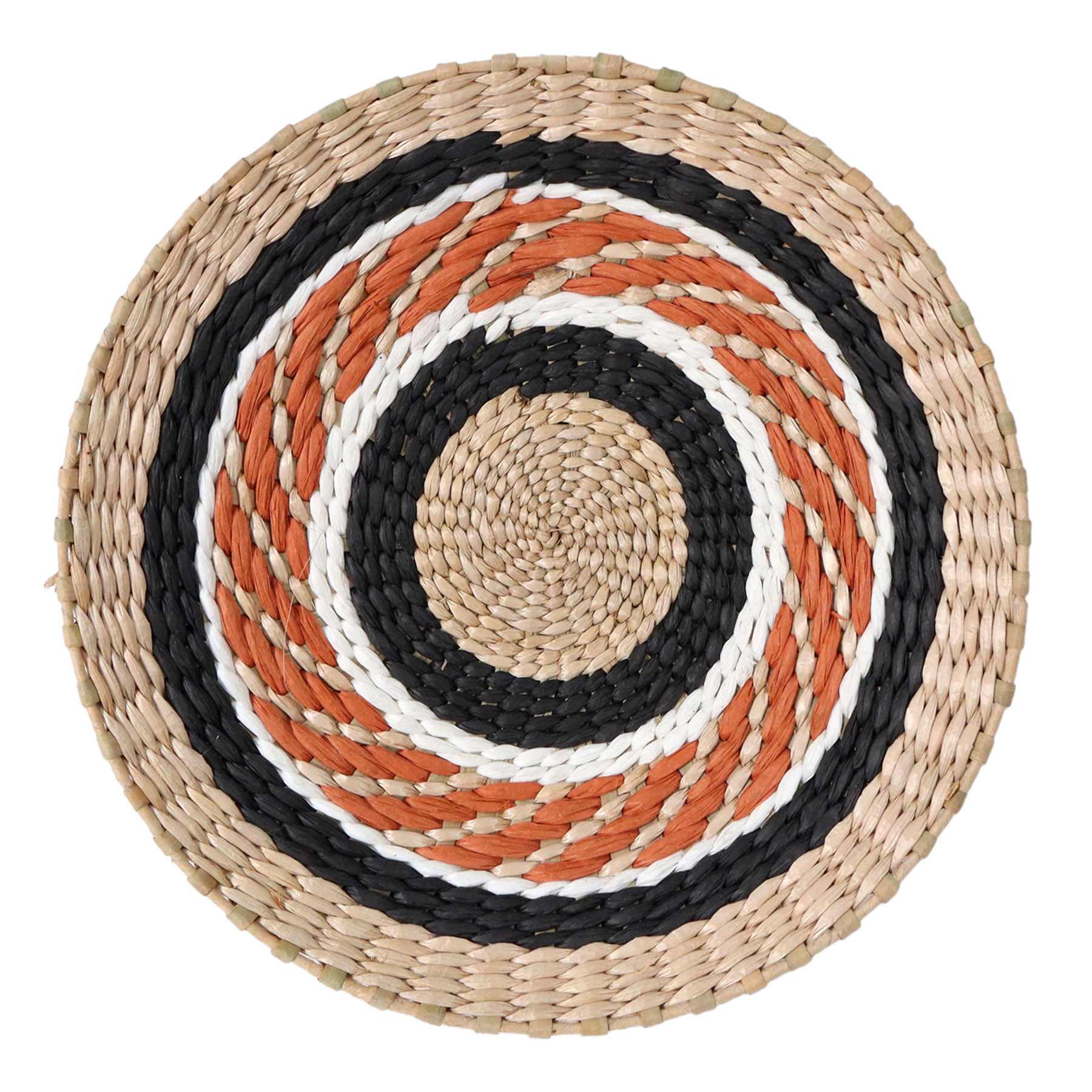Orange & Black Decorative Round Wall Basket, 13"