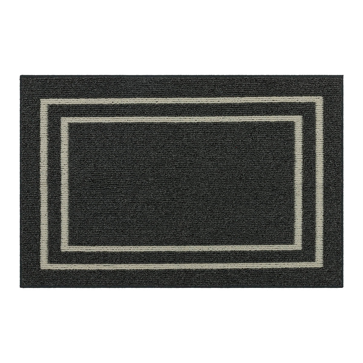 Charcoal Double Border Washable Tufted Accent Rug, 20x30