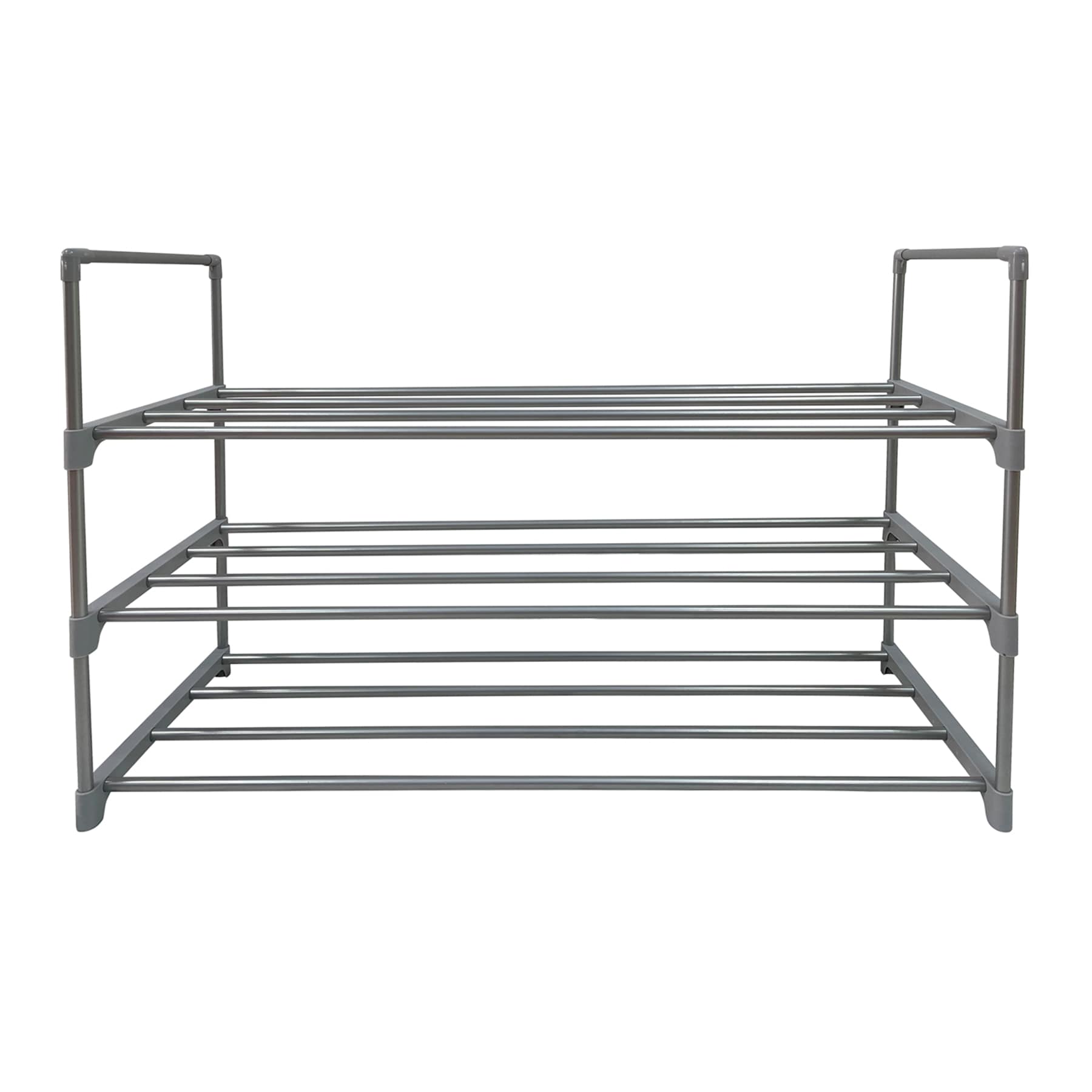 3-Tier Metal Shoe Rack, Grey