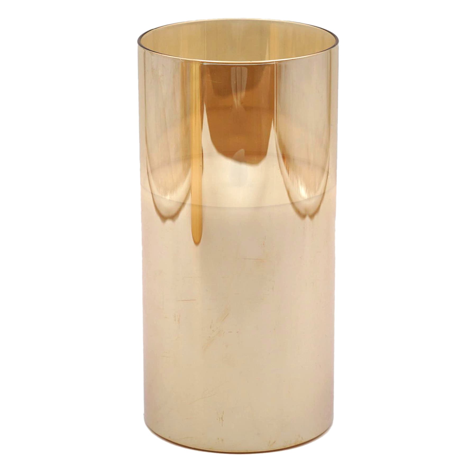 Honeybloom Amber Glass LED Pillar Candle, 4x8