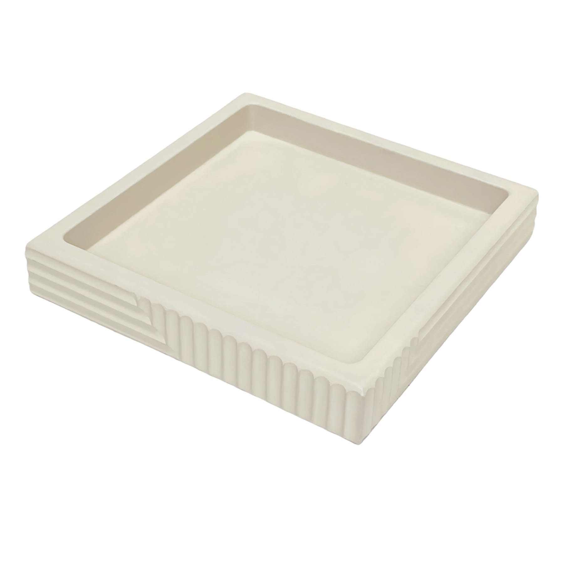 Beige Geometric Cement Square Trinket Tray, 6"