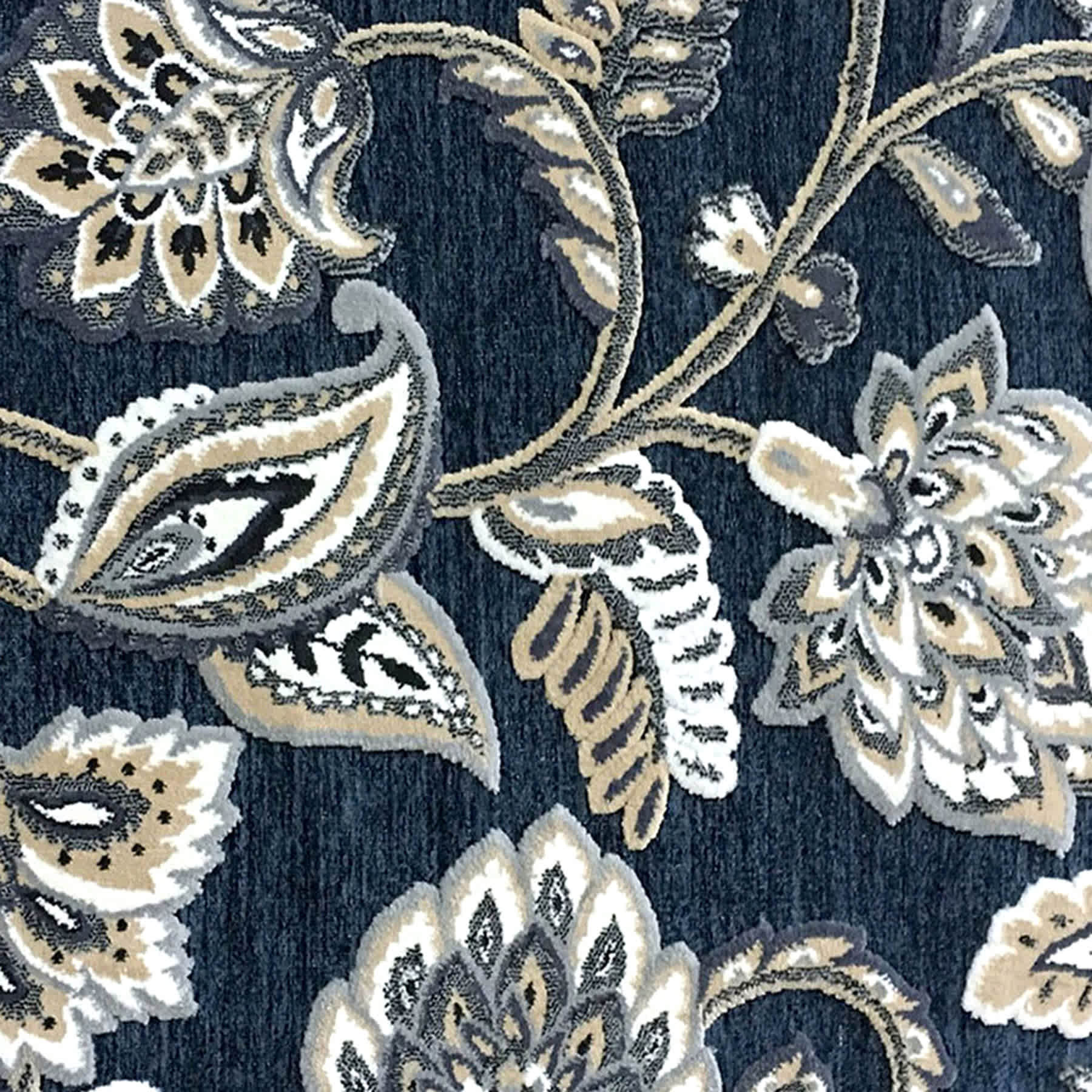 Arrington Navy Floral High-Low Washable Accent Rug, 2x4
