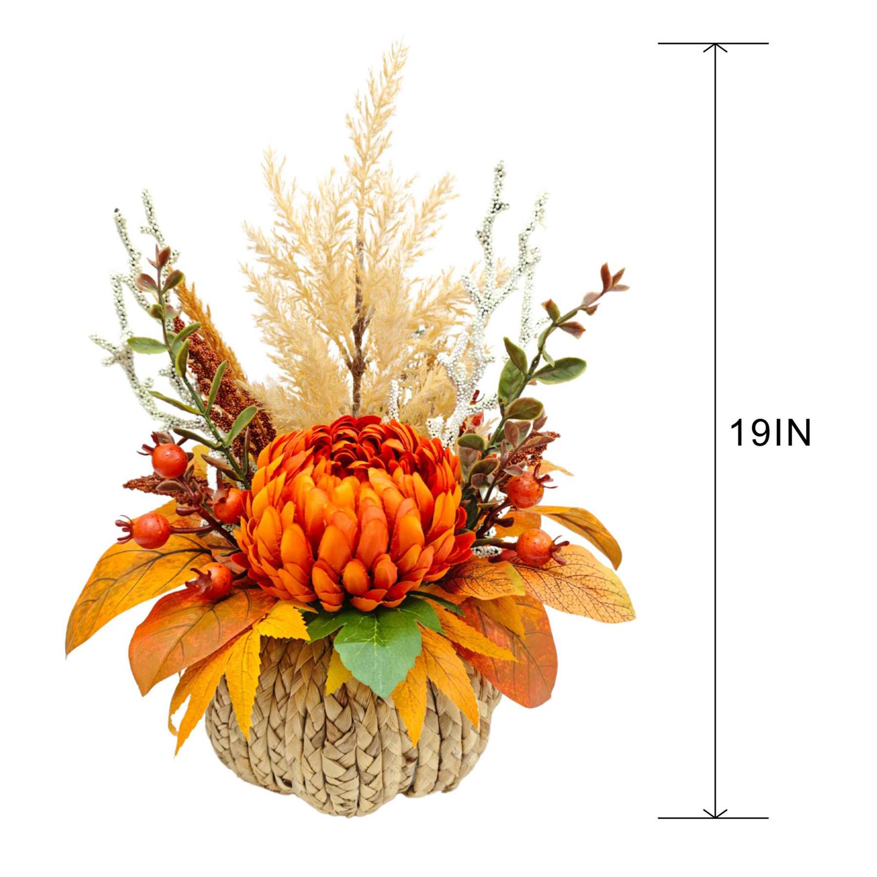 Dahlia Mixed Leaves in Pumpkin Pot, 19"