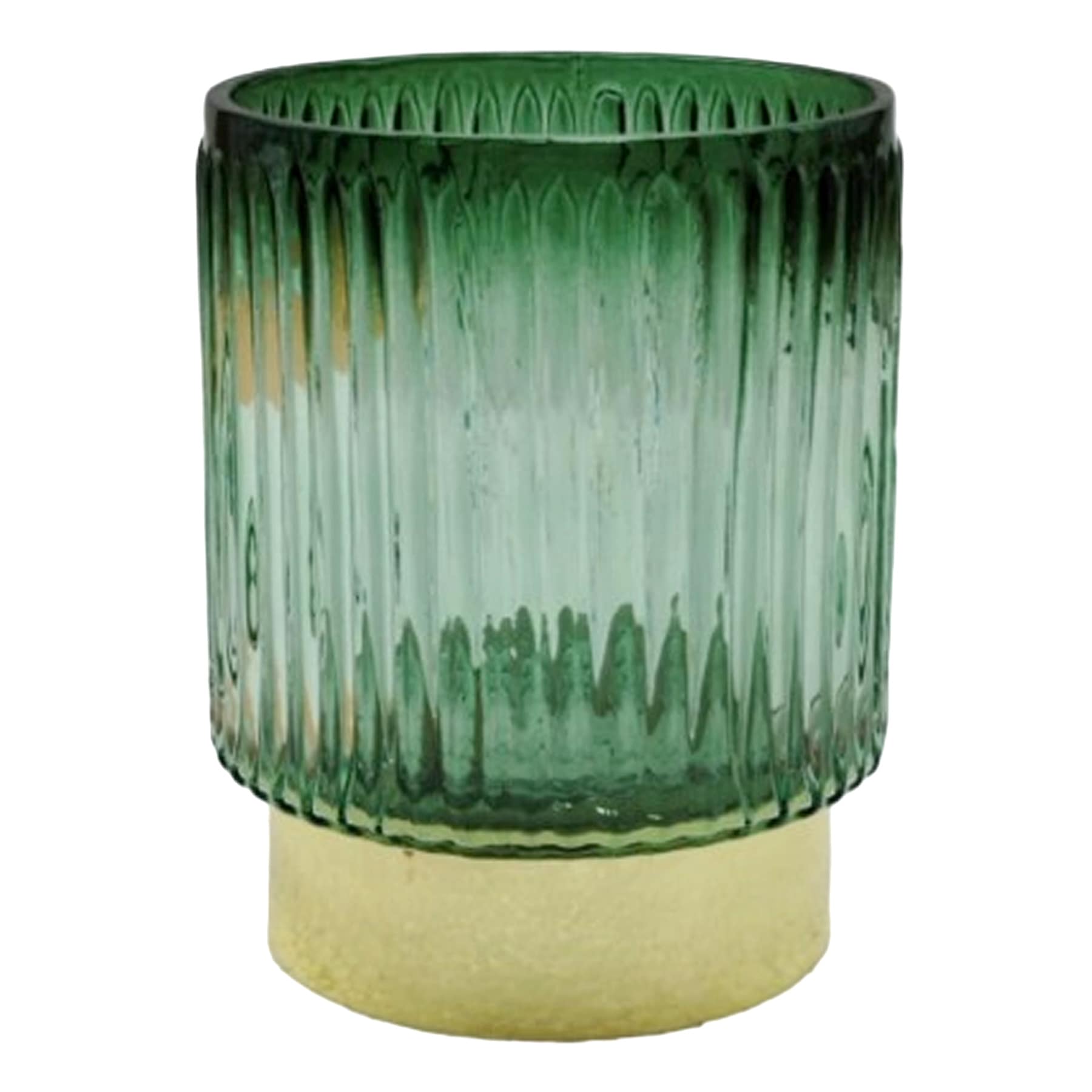 Found & Fable Green Glass Votive Candle Holder, 4"