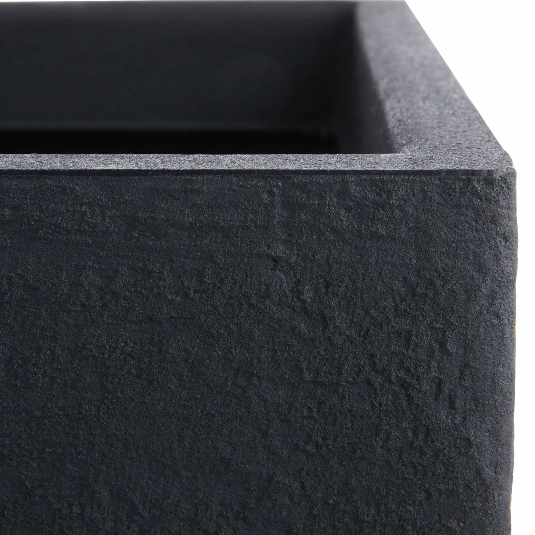 Japi All-Weather Black Lead Modern Square Outdoor Planter, Medium