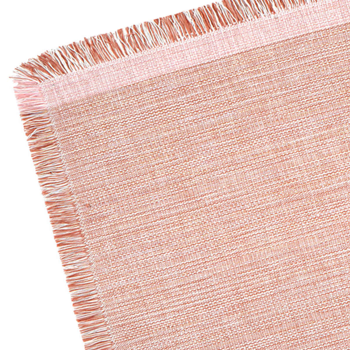 Set of 4 Pink & White Yarn Dyed Fringe Placemats, 13x19